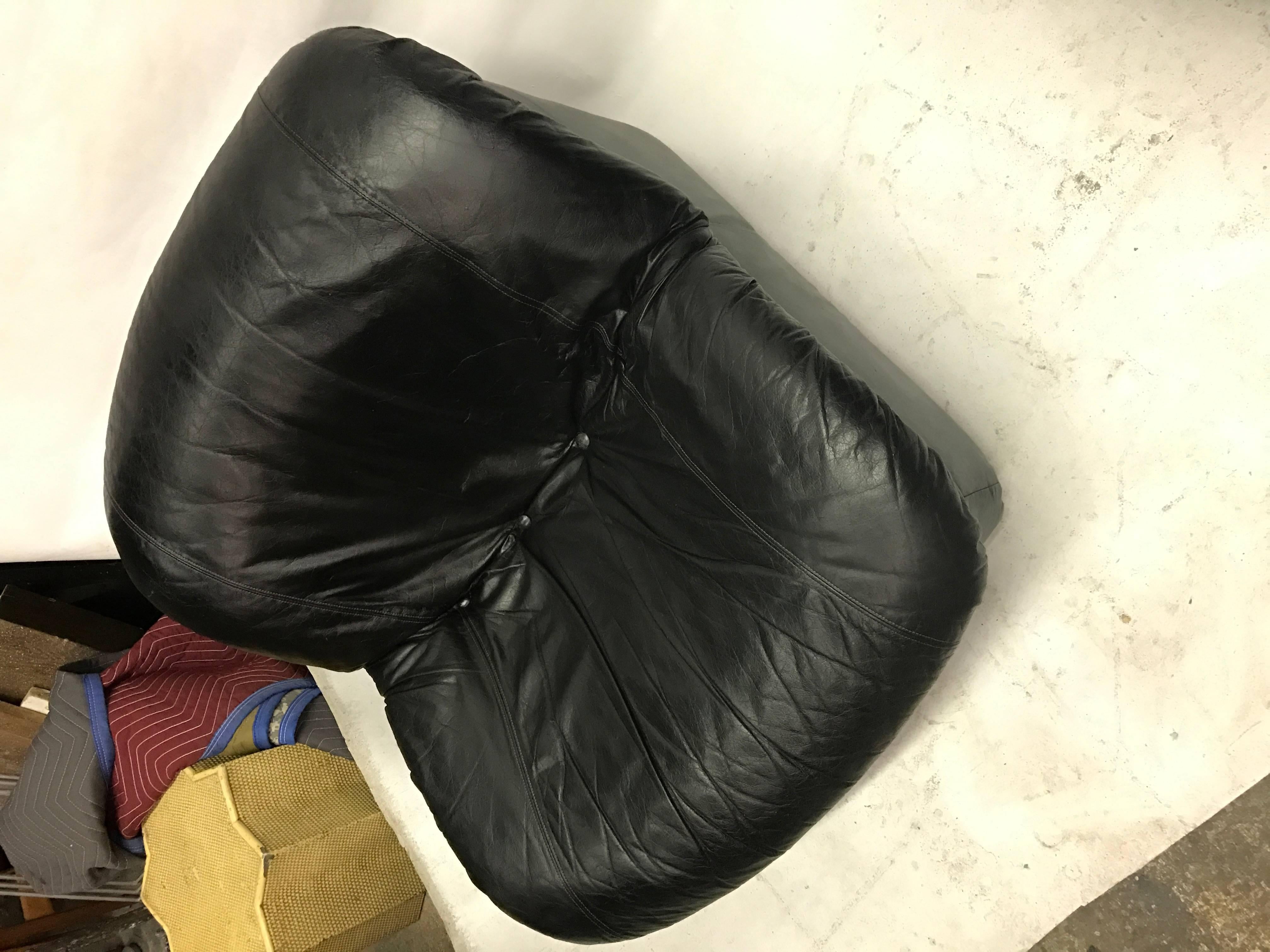 Pair of Italian Black Leather Chairs 2