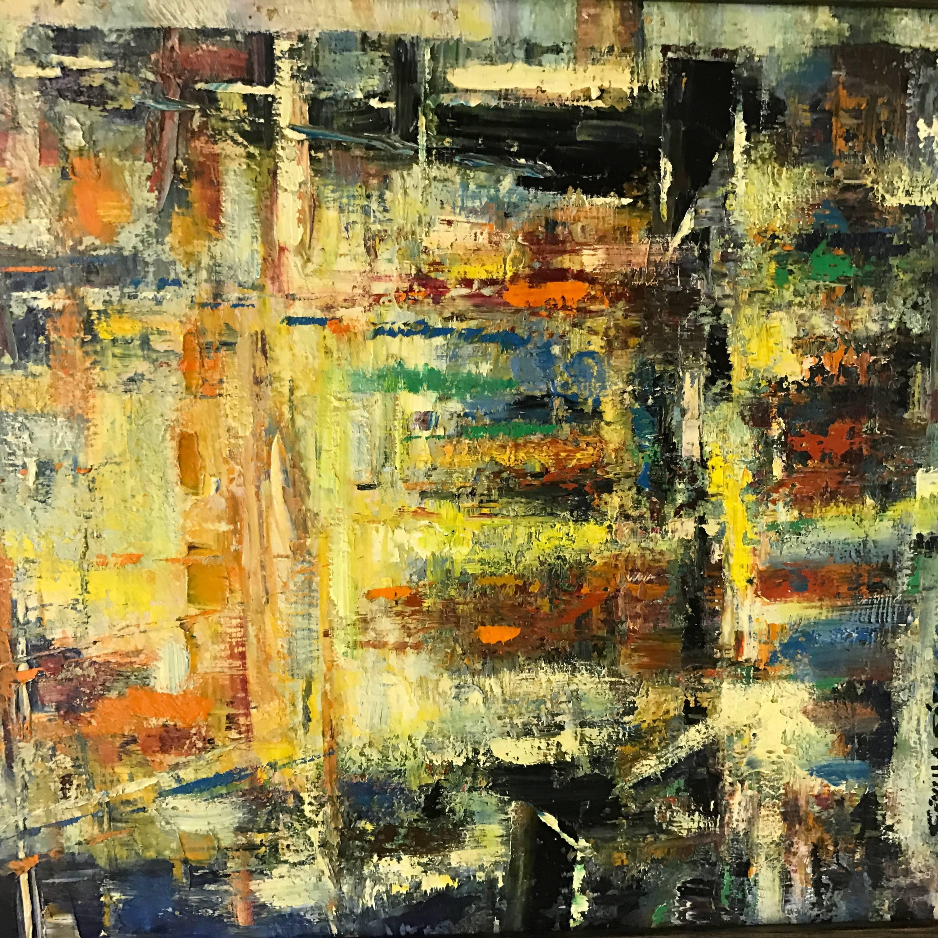 Mid-Century Modern Rare Colorful Textured Abstract by Juan Sevilla Saez
