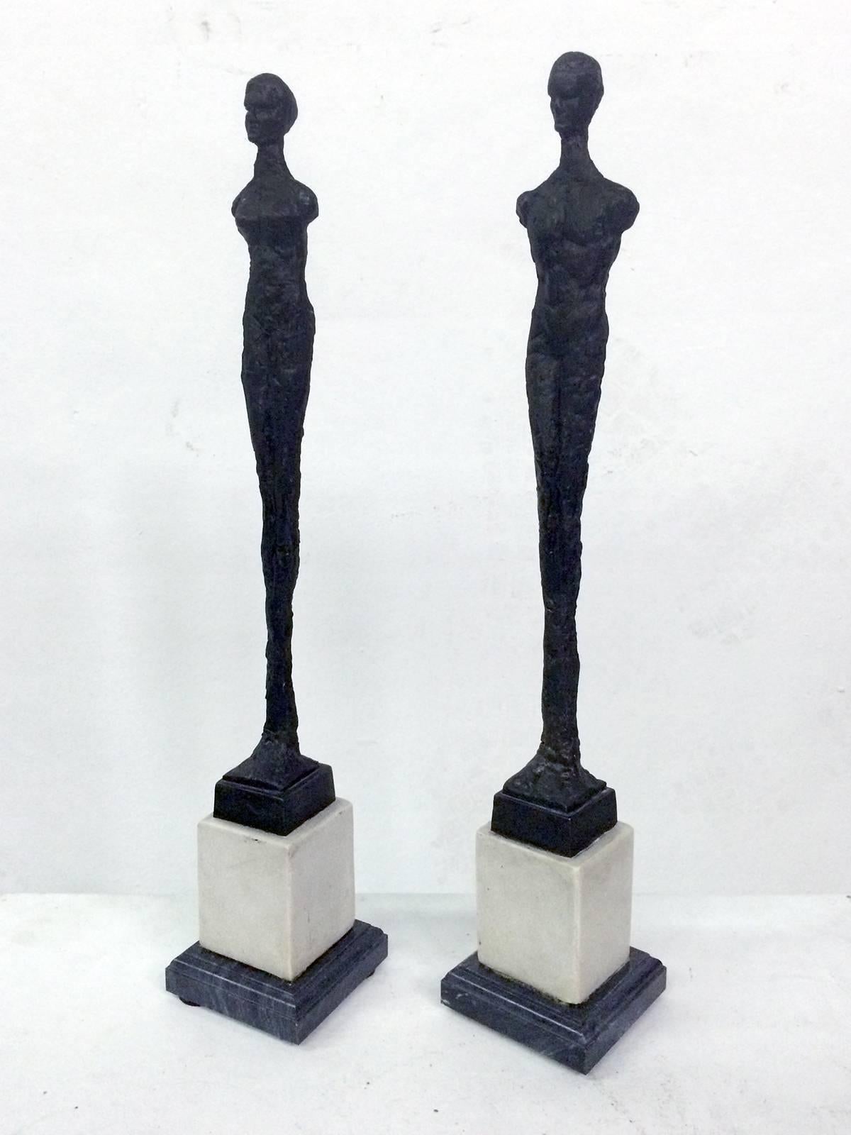Cast Giacometti Style Figurative Sculptures