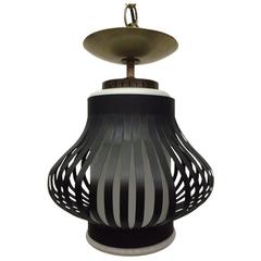 Ribbed Black Pendant Light