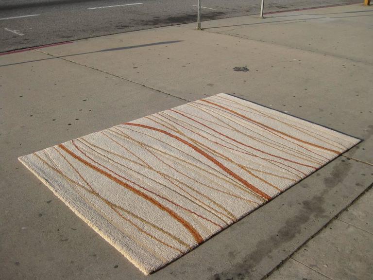 High Pile Area Rug in Beige, Rust and Tan For Sale at 1stDibs