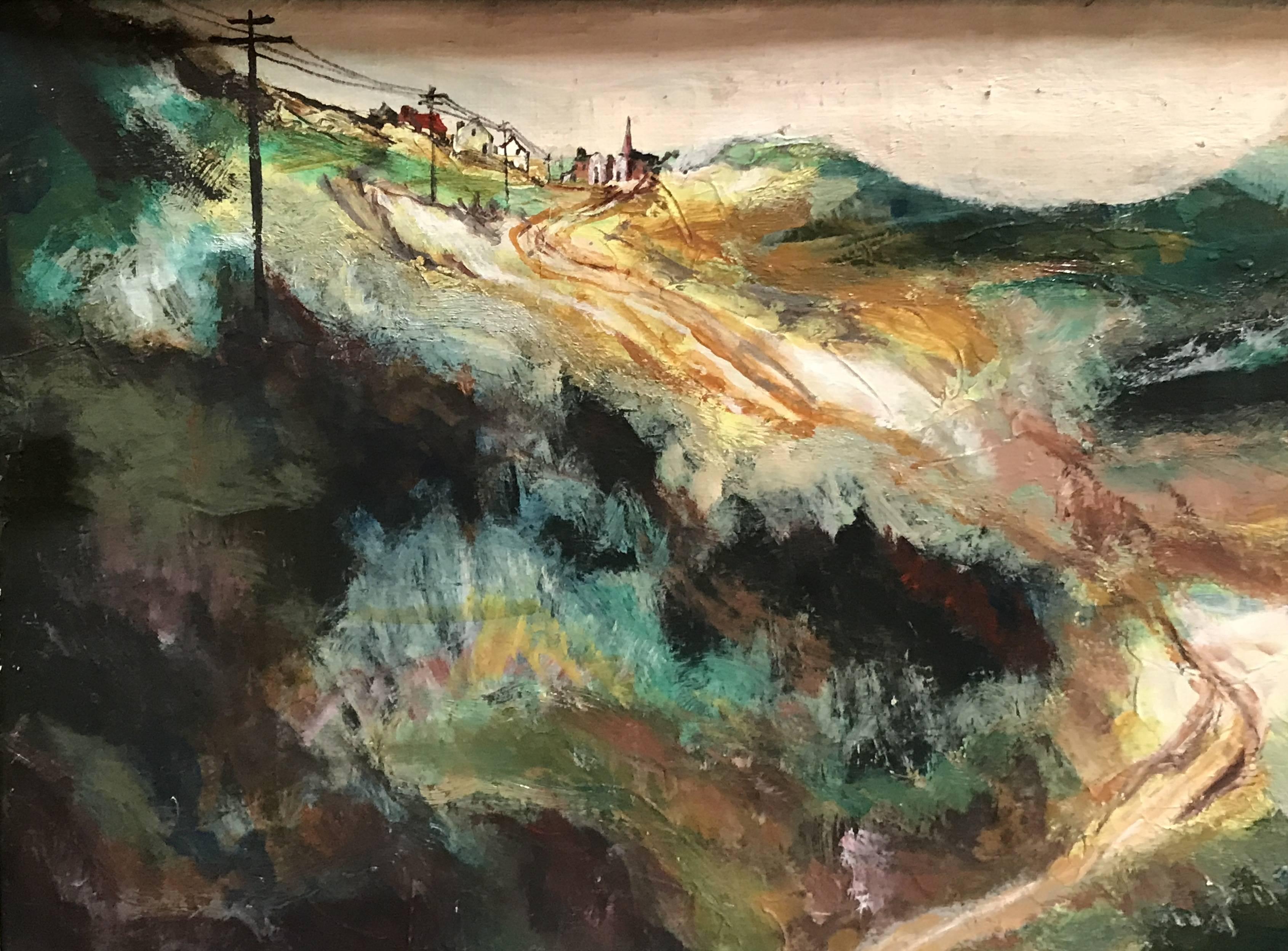 mountain village painting