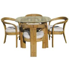 Bamboo and Rattan Dining Set in the Manner of Paul Frankl