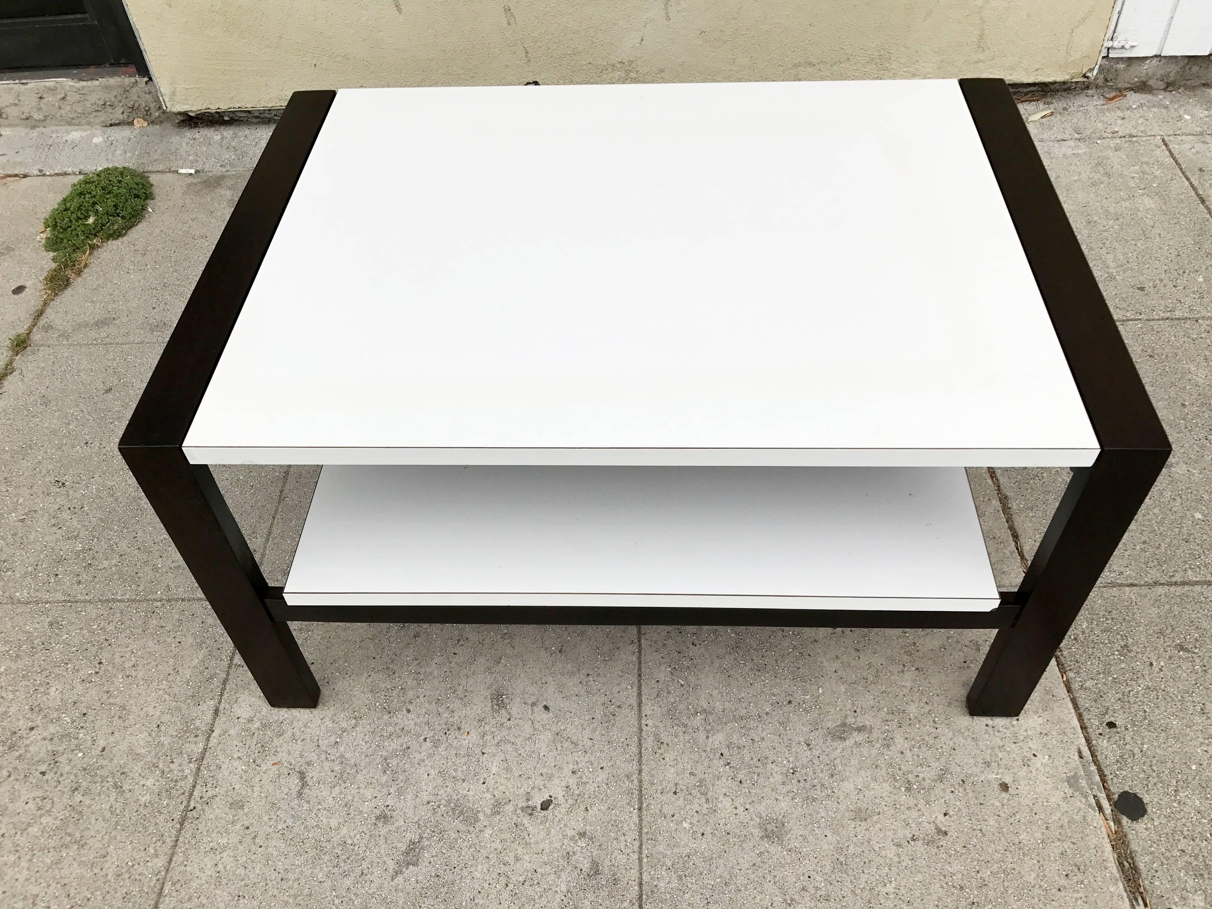 coffee table with slide out shelf