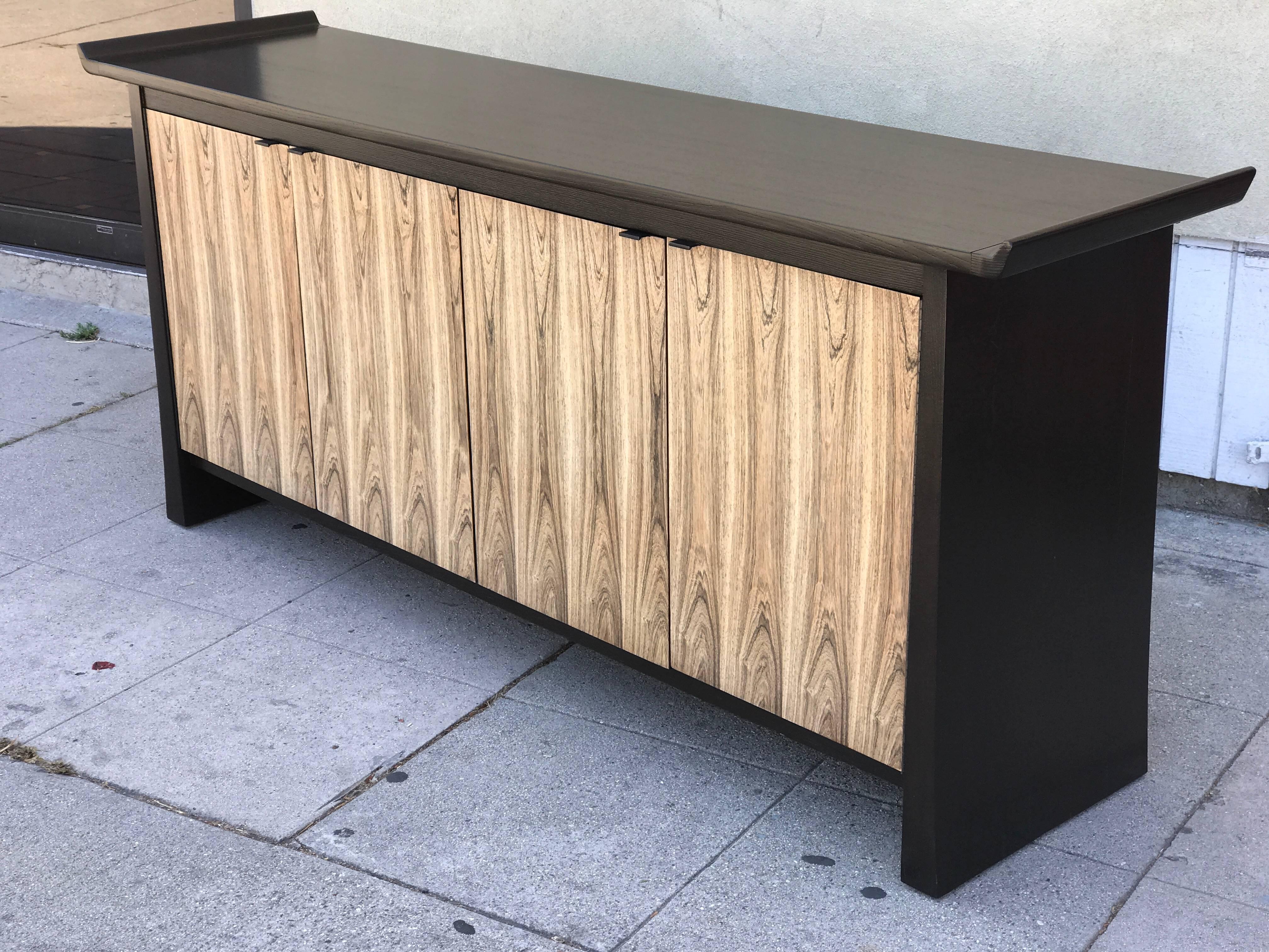 Mid-Century Modern Two-Tone Asian Flair Walnut Sideboard by Bernhardt