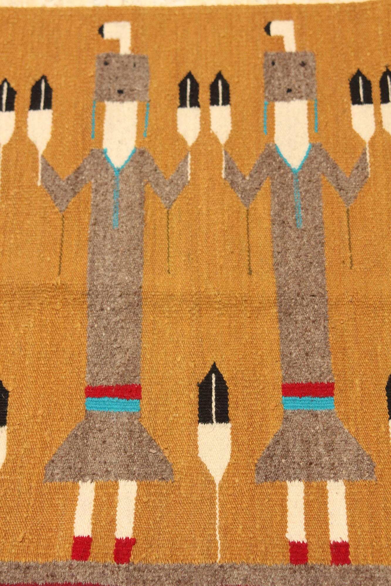 Native American Vintage Yei Woven Navajo Rug