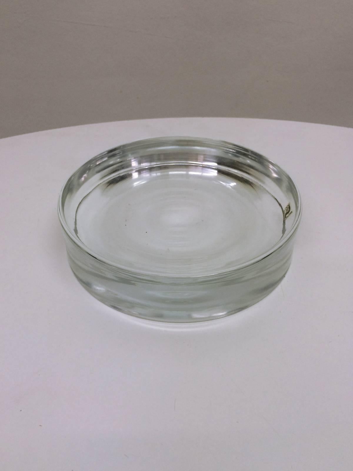 Italian Clear Murano Glass Catchall or Ashtray Signed Seguso