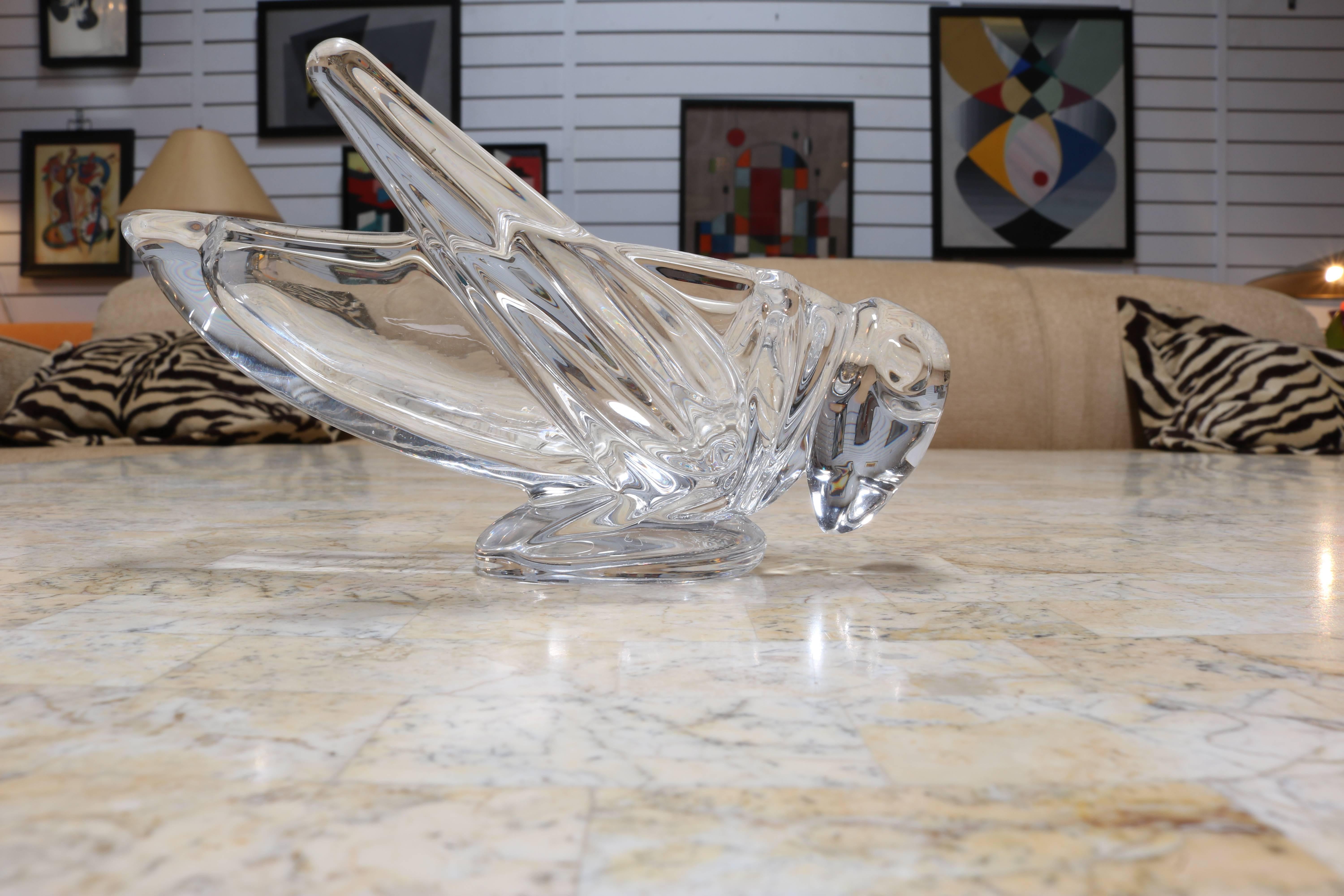 Crystal Grasshopper Dish by Vannes, France In Excellent Condition In Pasadena, CA