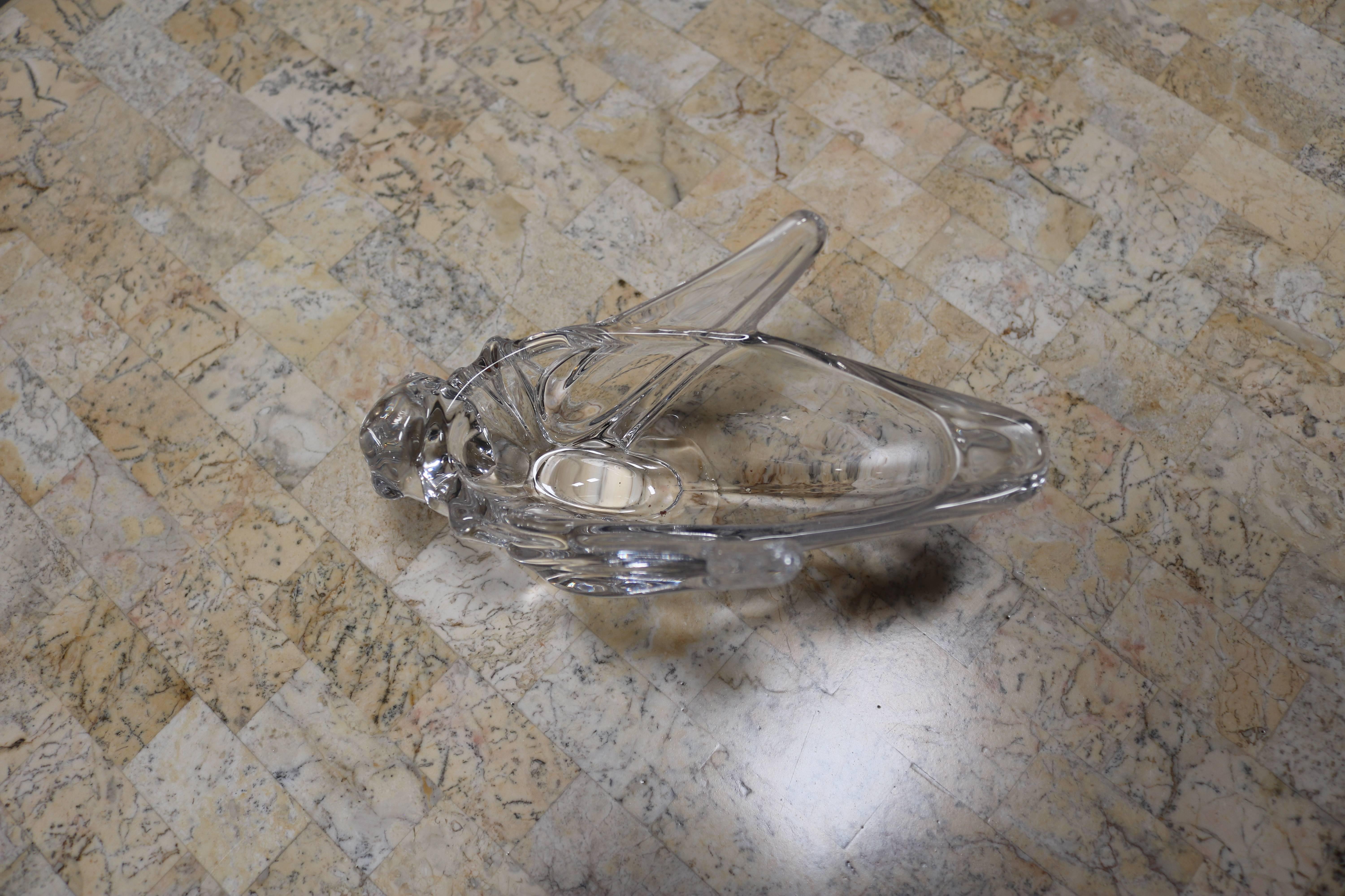 20th Century Crystal Grasshopper Dish by Vannes, France