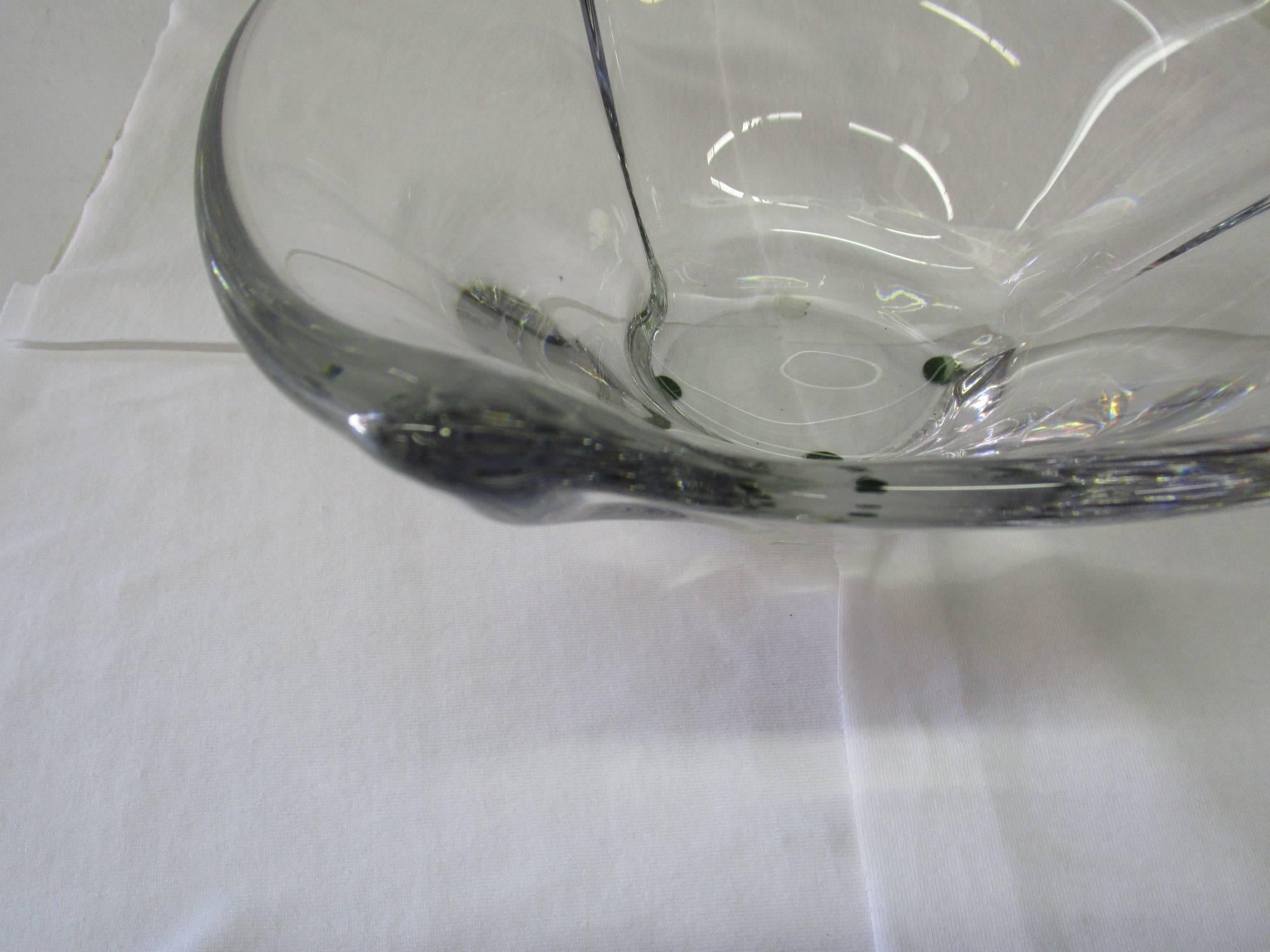 Mid-Century Modern French Crystal Centrepiece Bowl with Three Peaks Signed Daum France