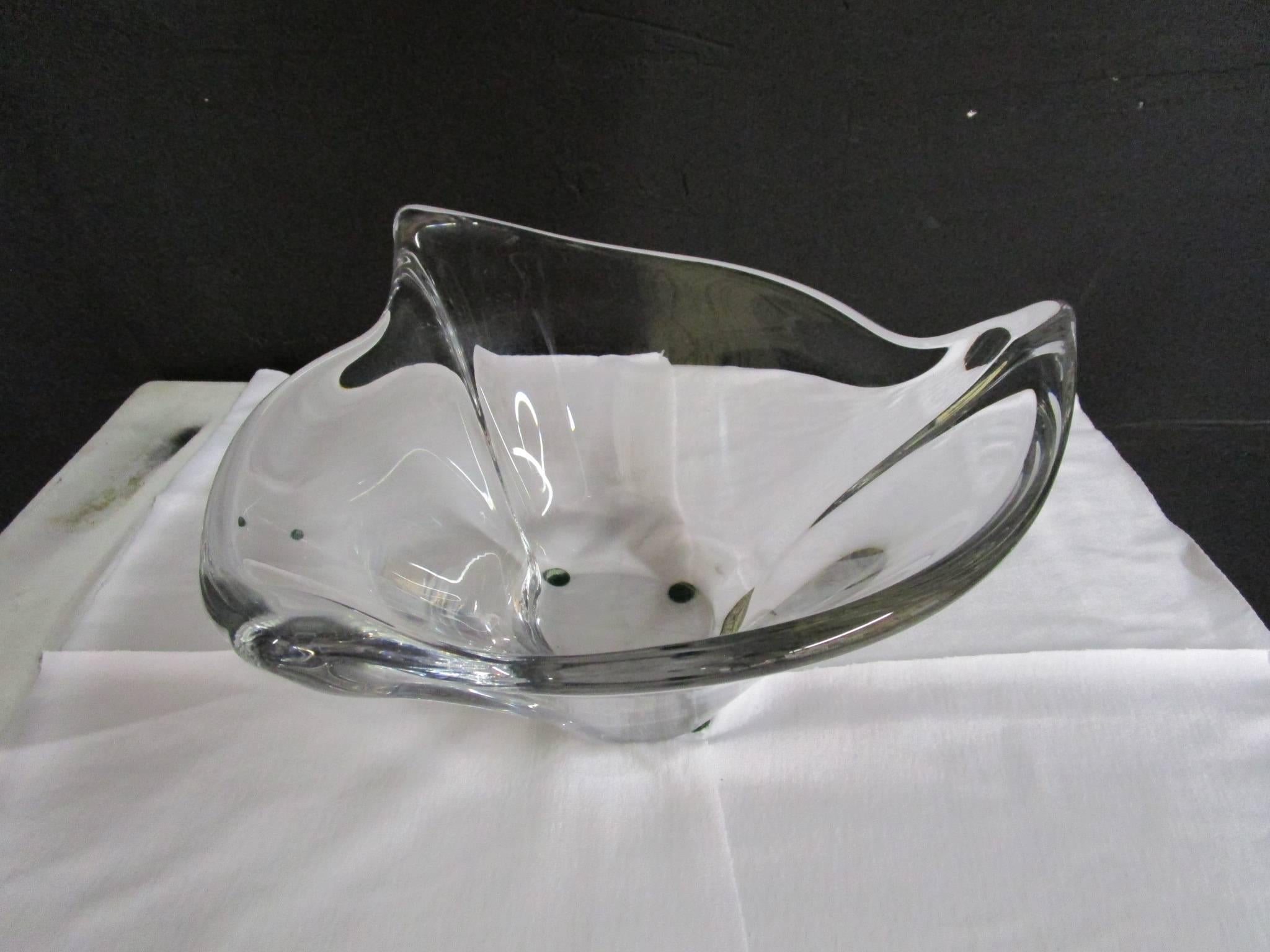 Late 20th Century French Crystal Centrepiece Bowl with Three Peaks Signed Daum France