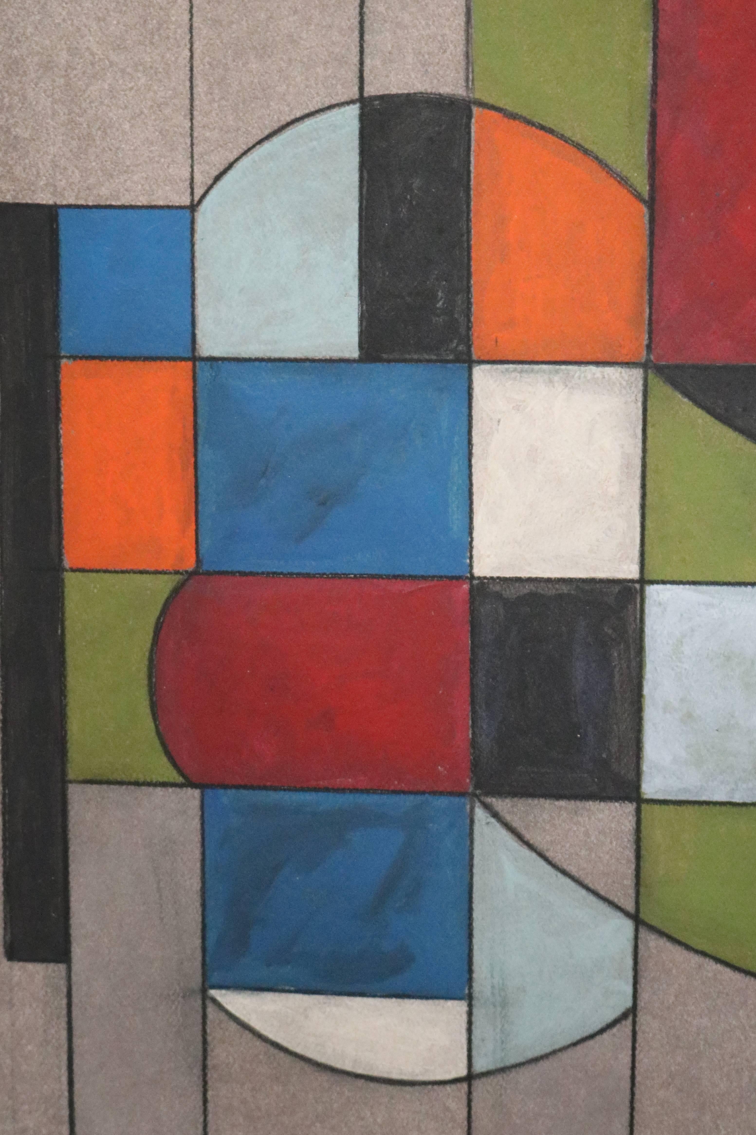 American Color-Blocked Cubistic Painting by Jerry Williamson