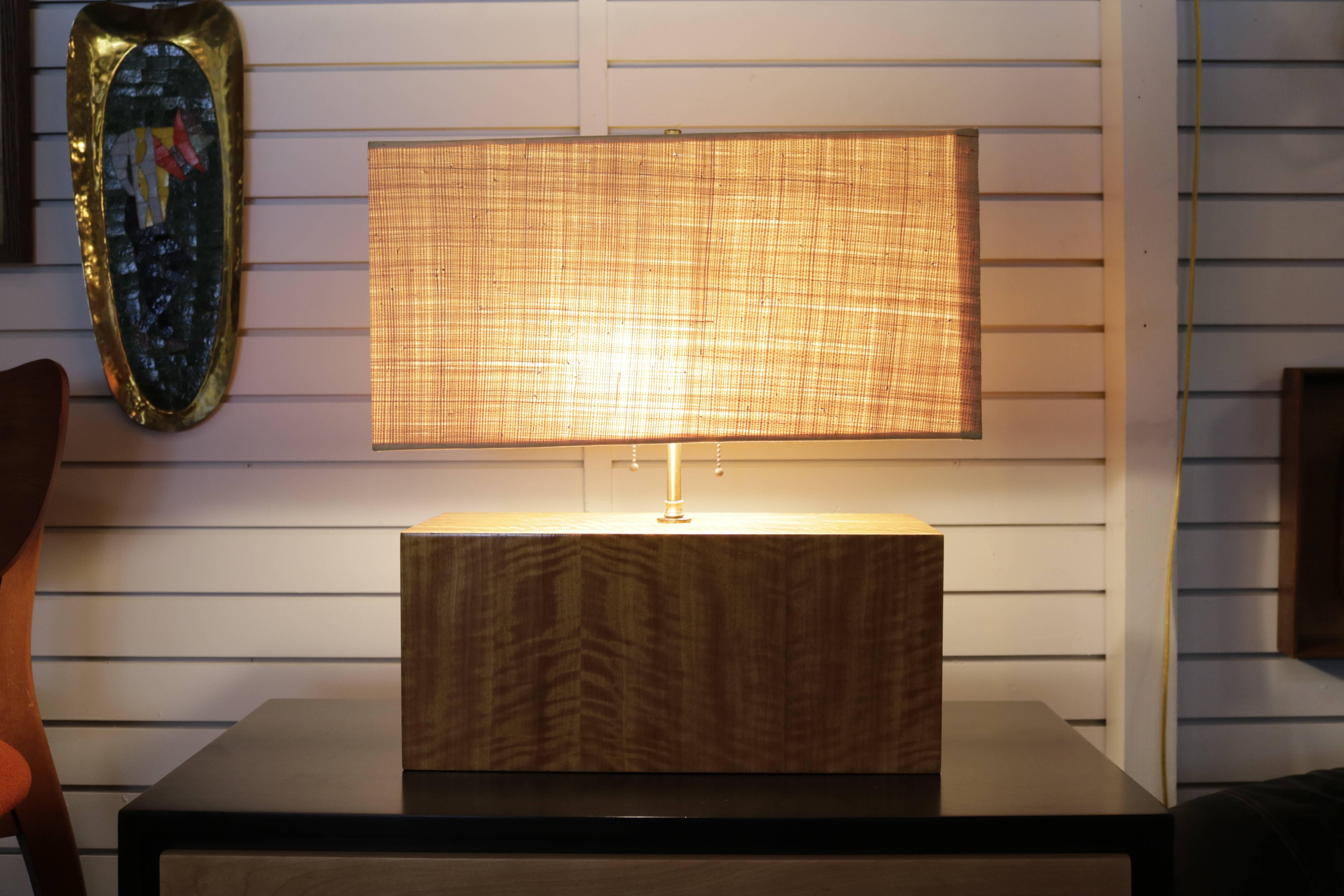 Rectangular Zebra Wood Table Lamp 1