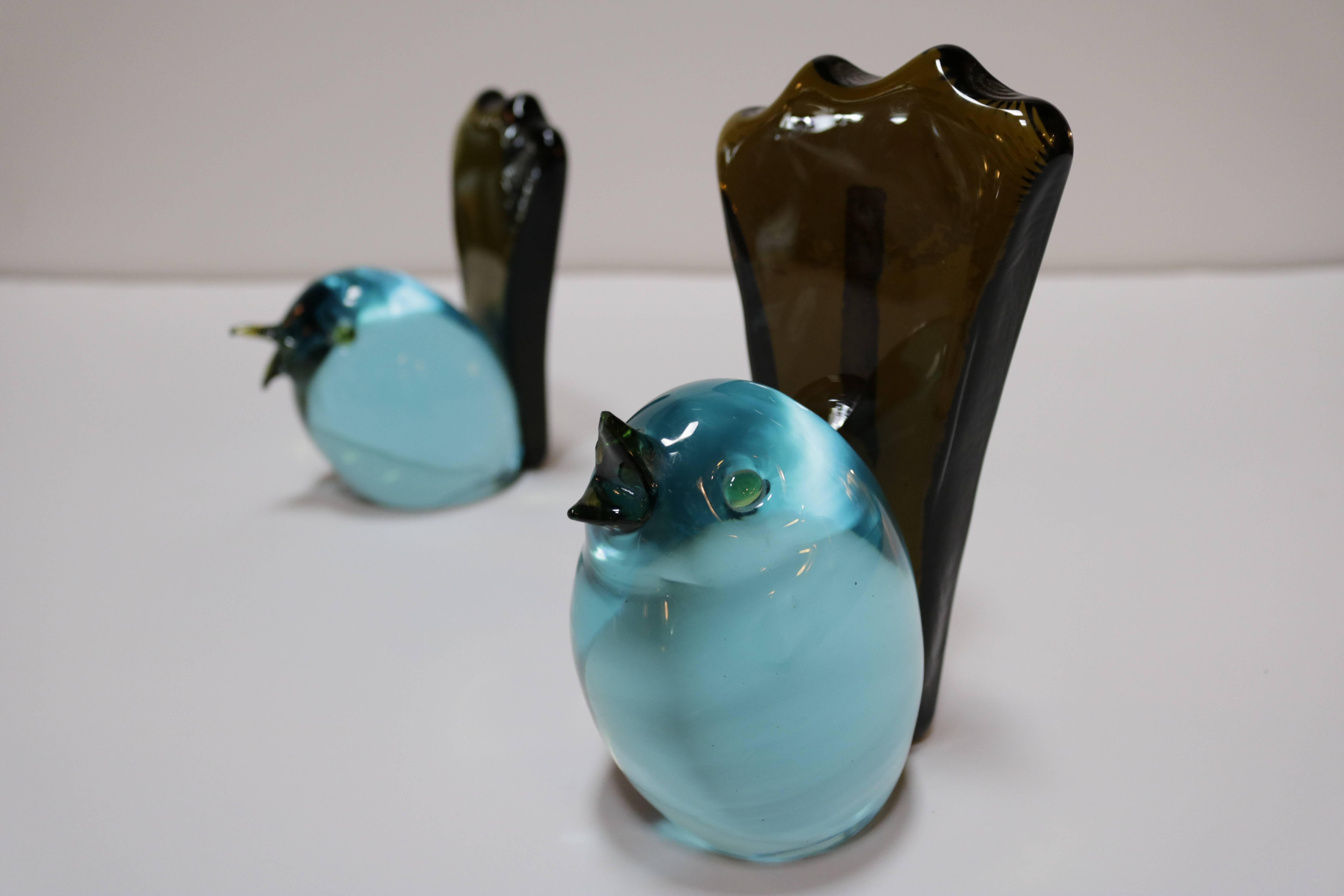 Mid-Century Modern Pair of Glass Chick Bookends by Salviati & Co.
