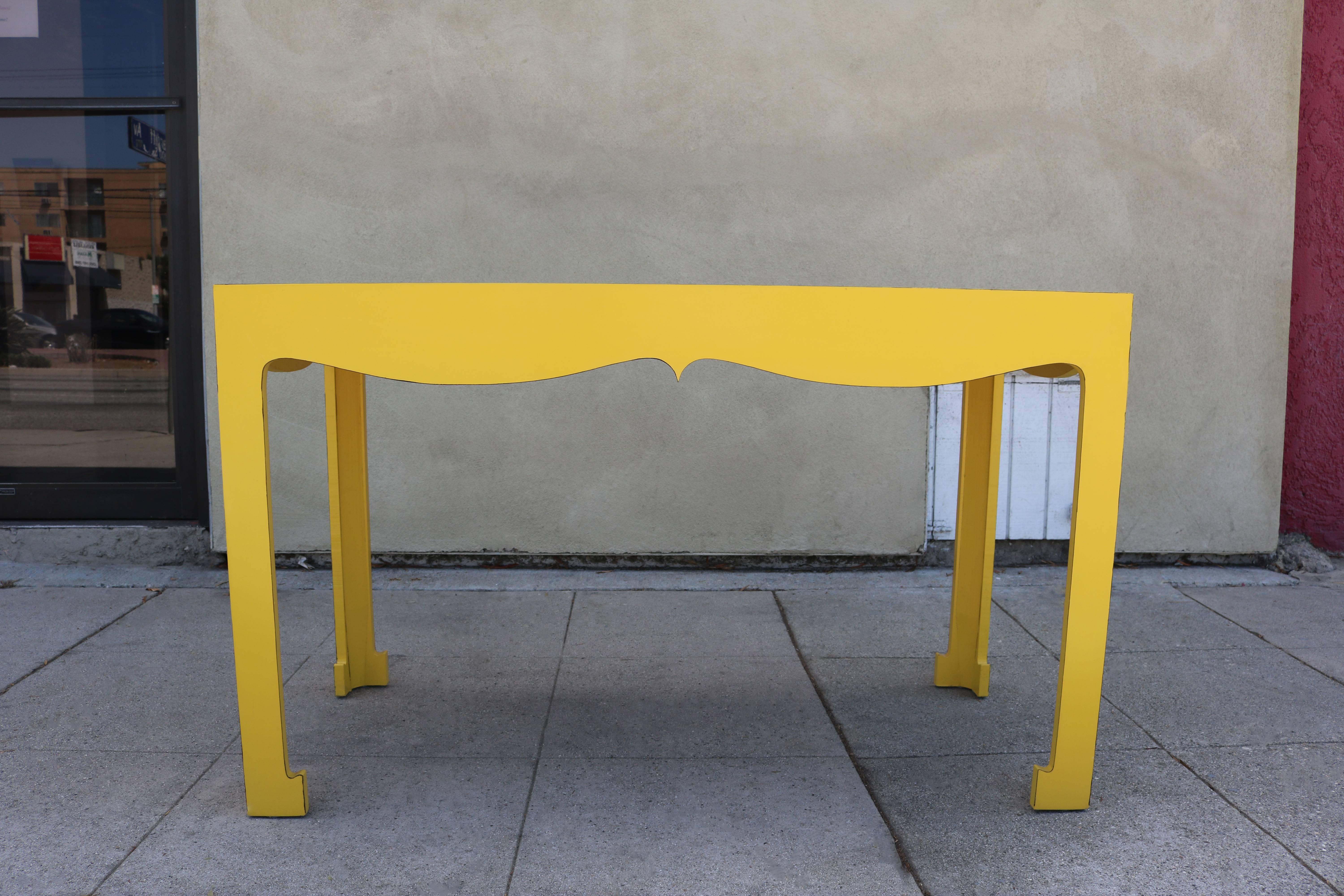 Mid-Century Modern Unique and Whimsical Yellow Formica Writing Desk