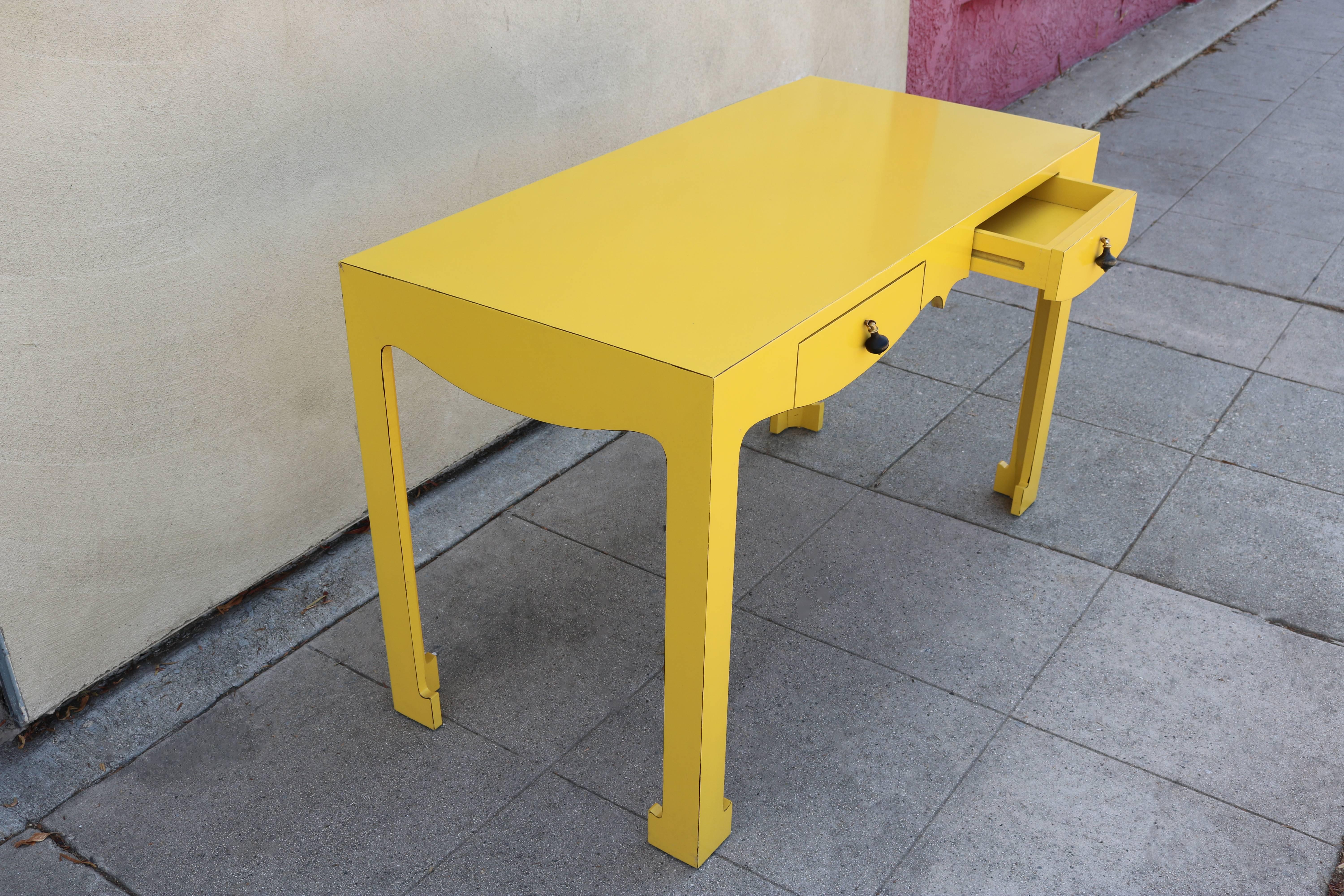 yellow writing desk