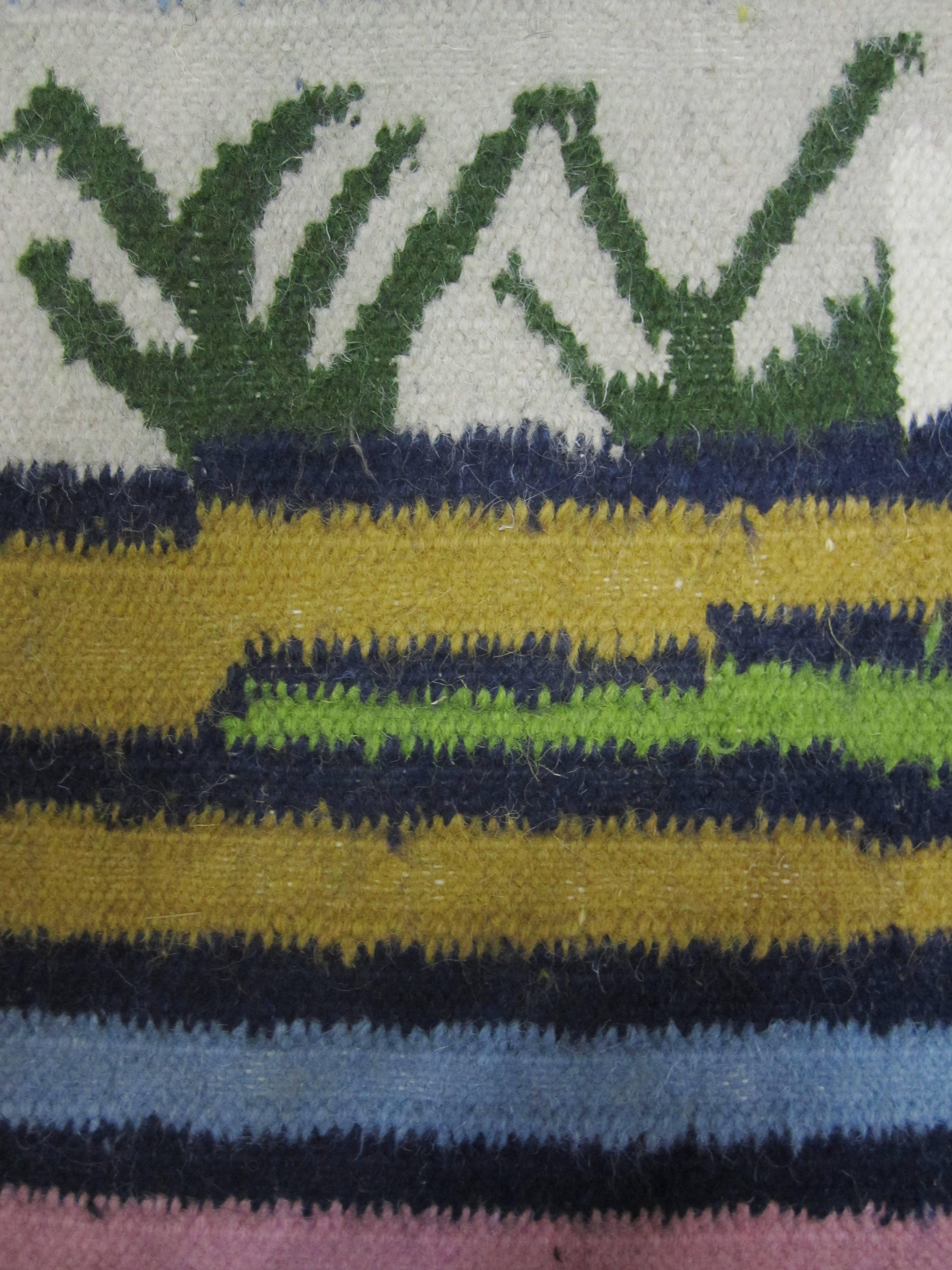 Mid-Century Modern Woven Wool Rug or Tapestry with Mexican Landscape Scene