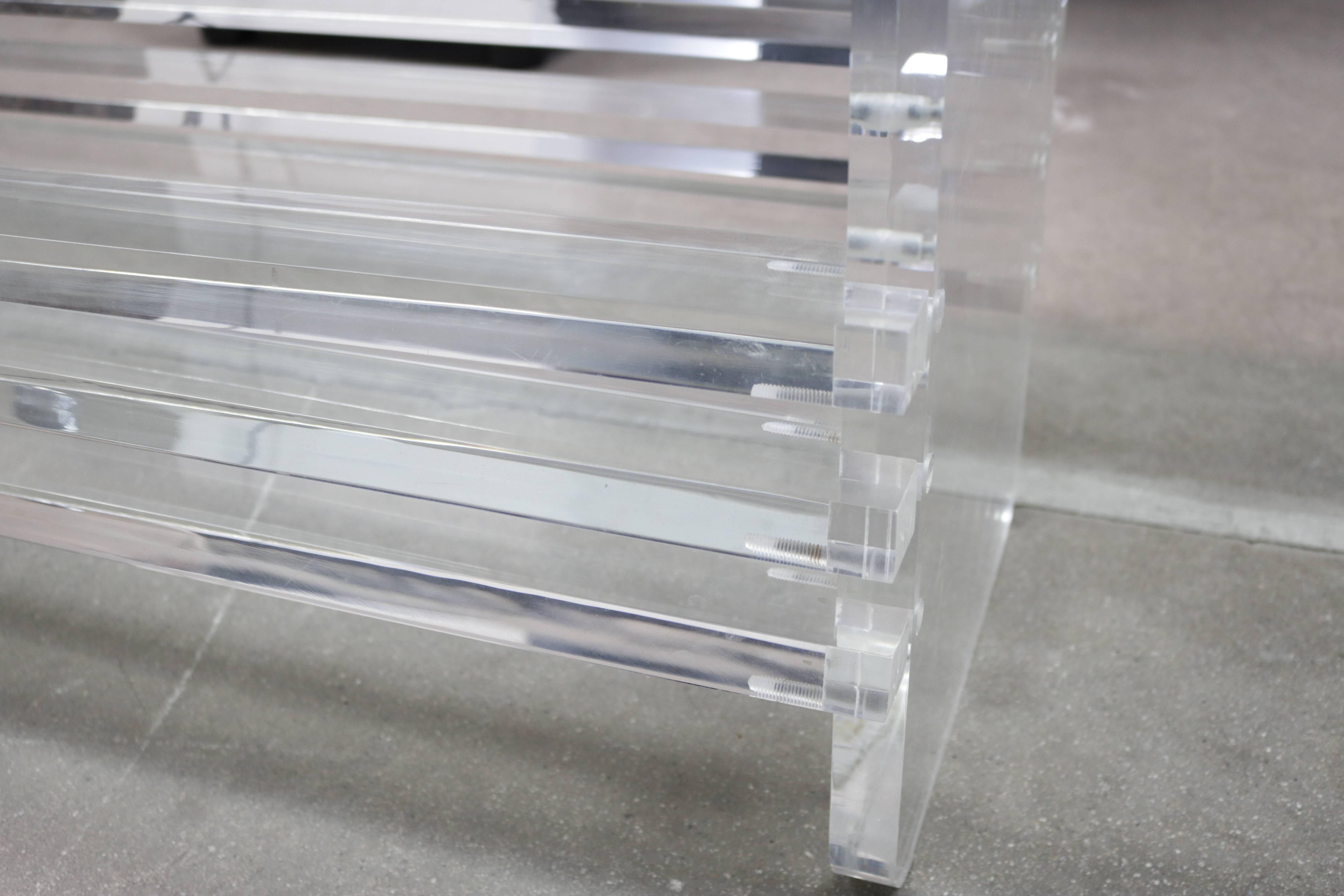 20th Century Architectural Lucite and Glass Top Coffee Table