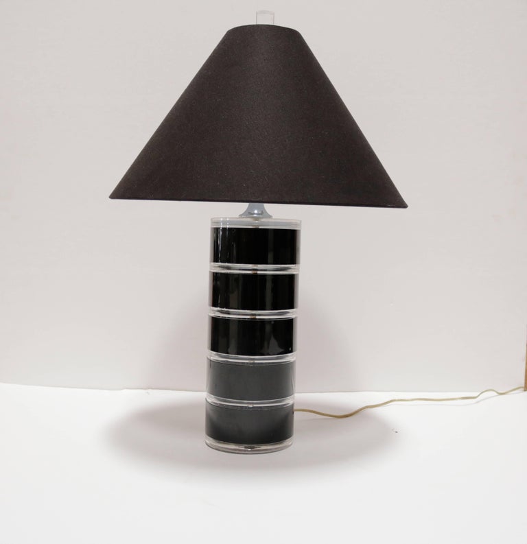 Clear And Black Lucite Table Lamp For, Cylinder Shaped Table Lamp Shade
