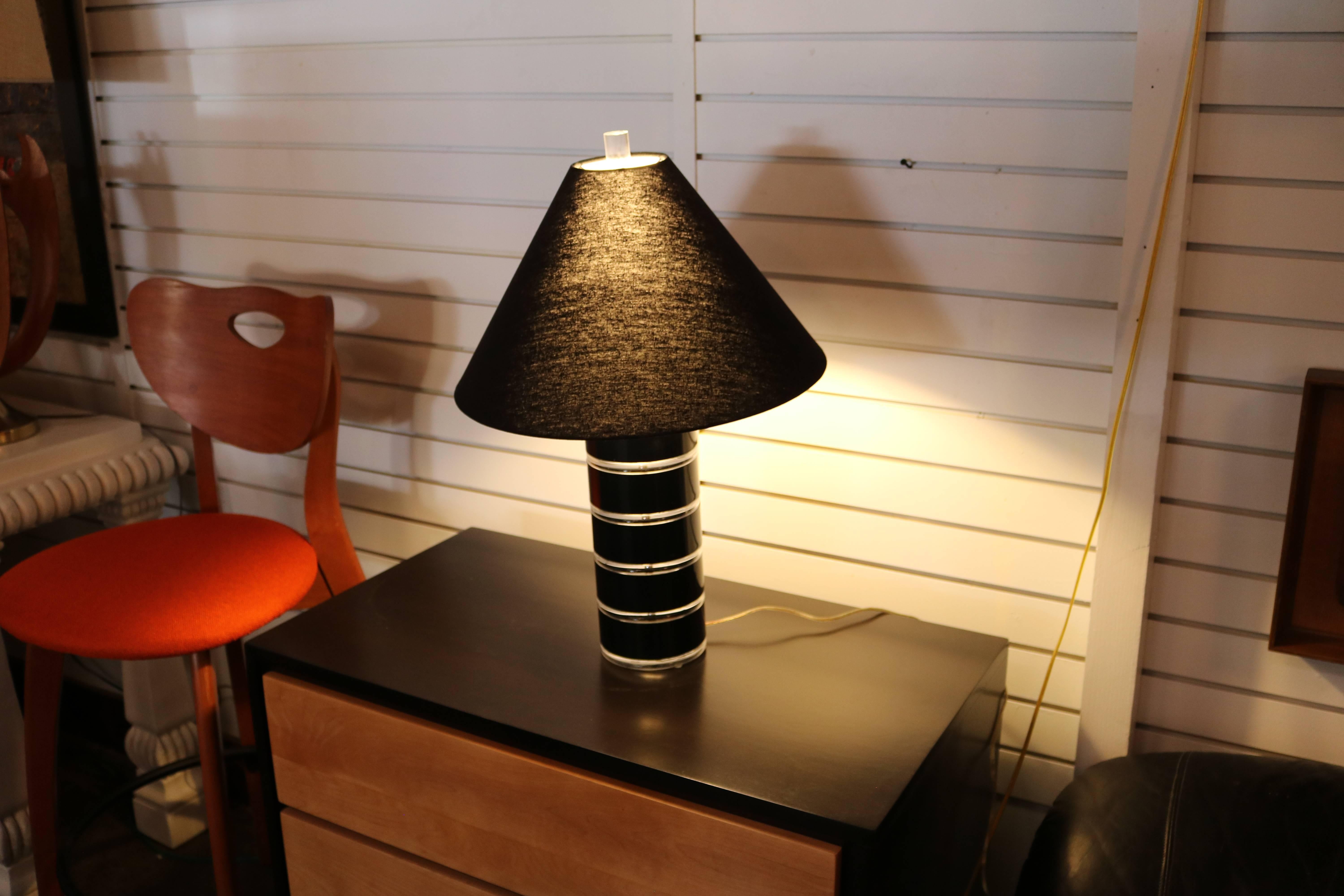 20th Century Clear and Black Lucite Table Lamp
