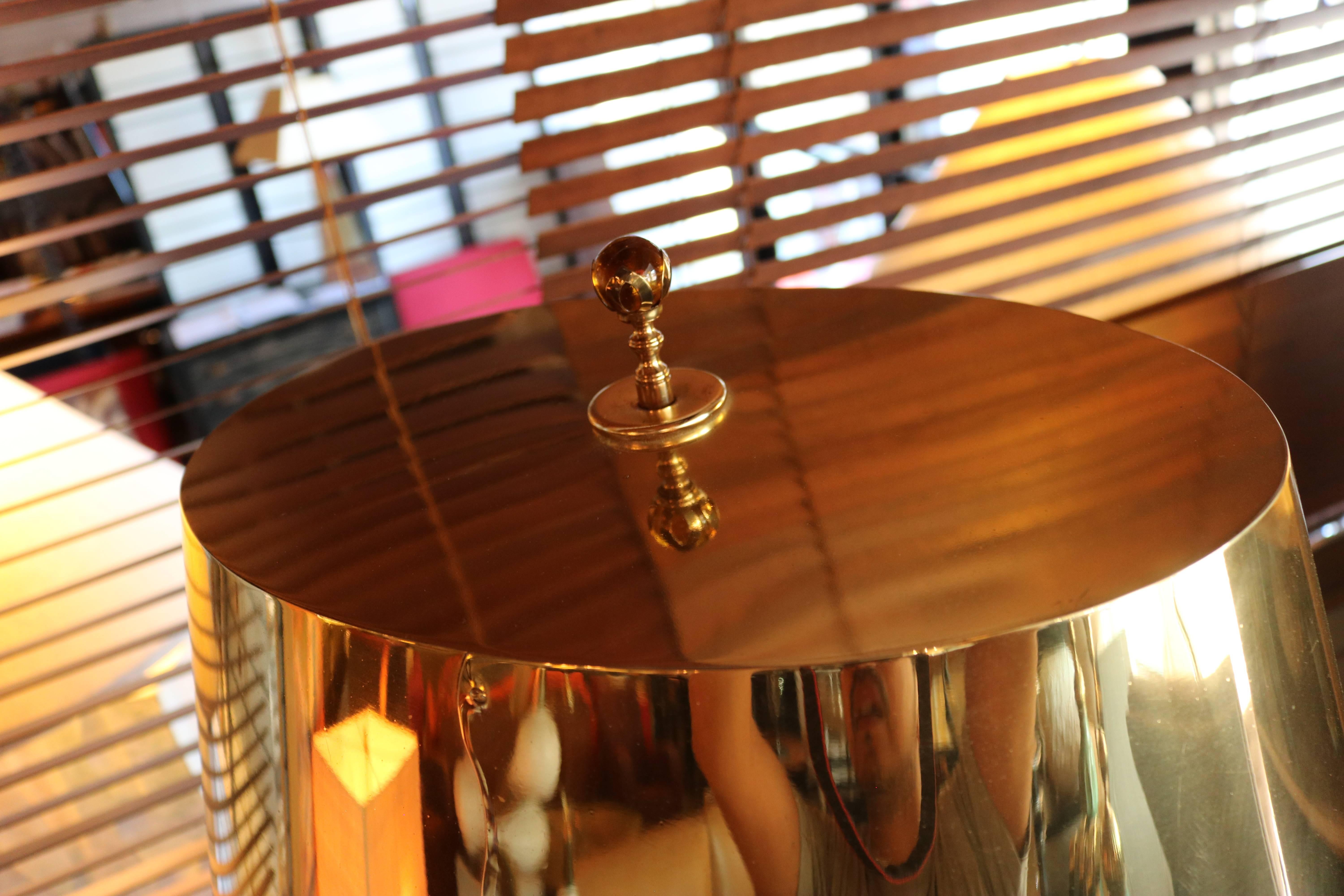 Large Brass Table Lamp Attributed to Curtis Jere 1