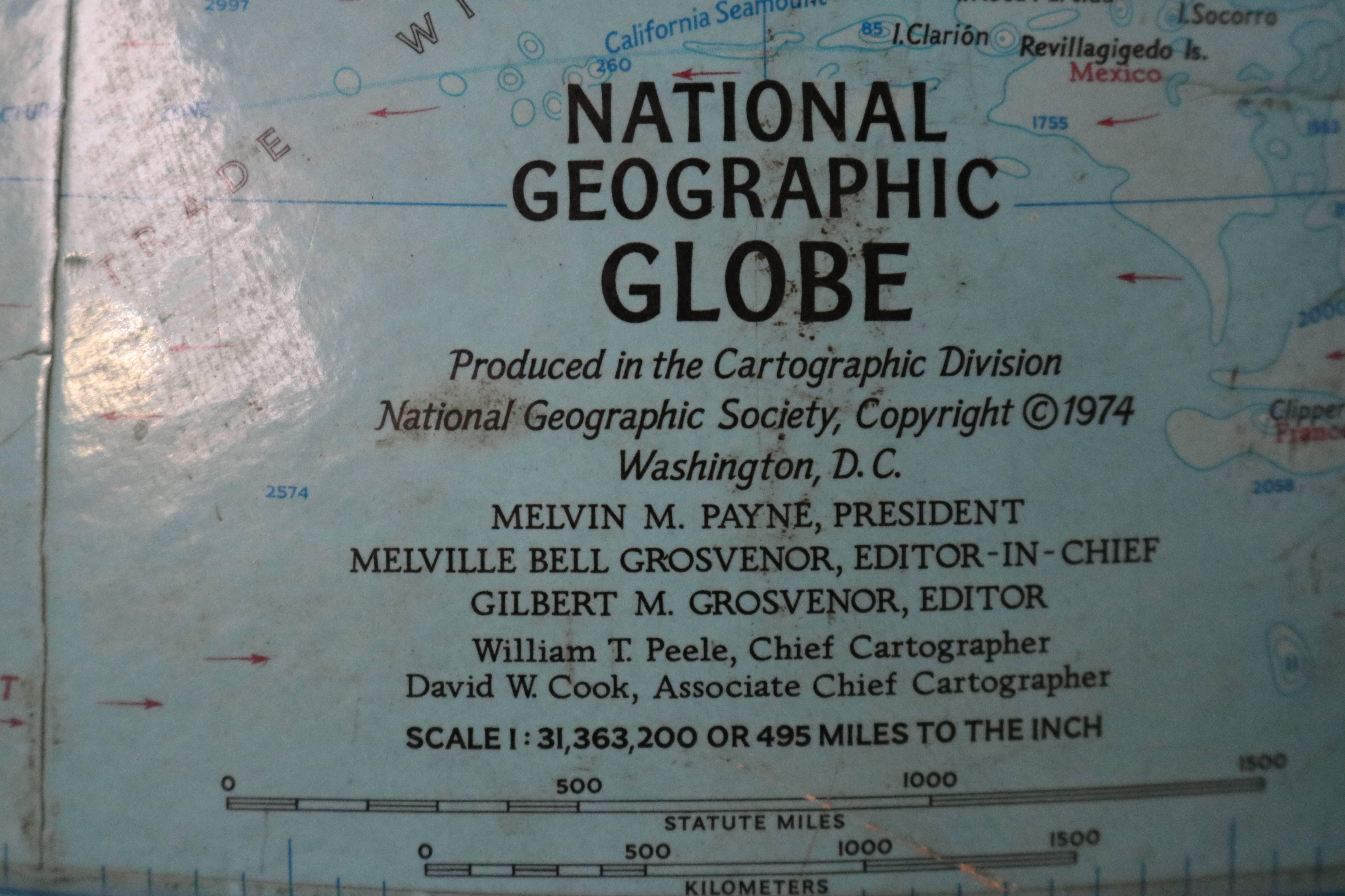 1970s National Geographic Society Globe on Brass Stand 2