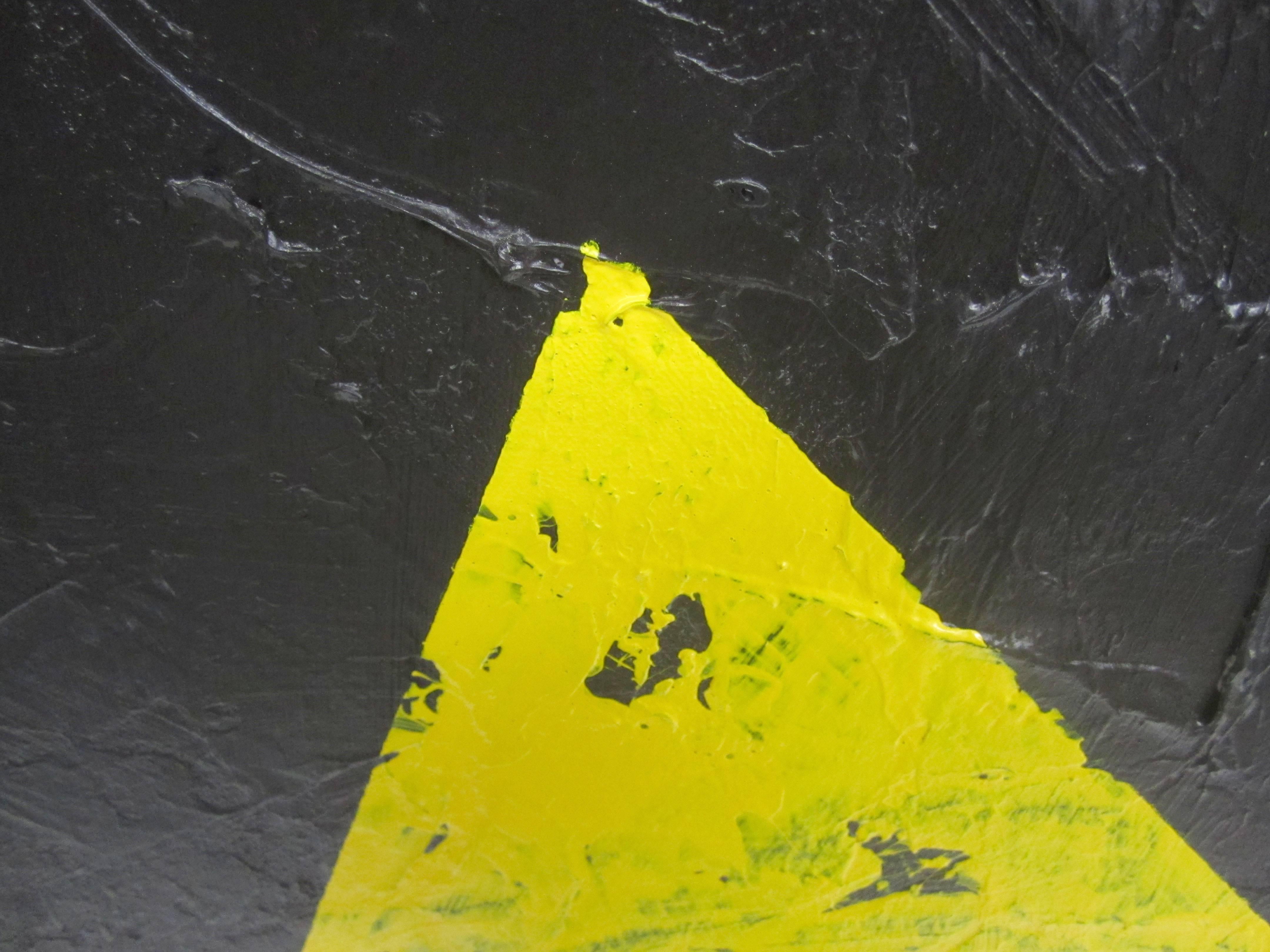 Post-Modern Yellow, Black and Silver Painting 