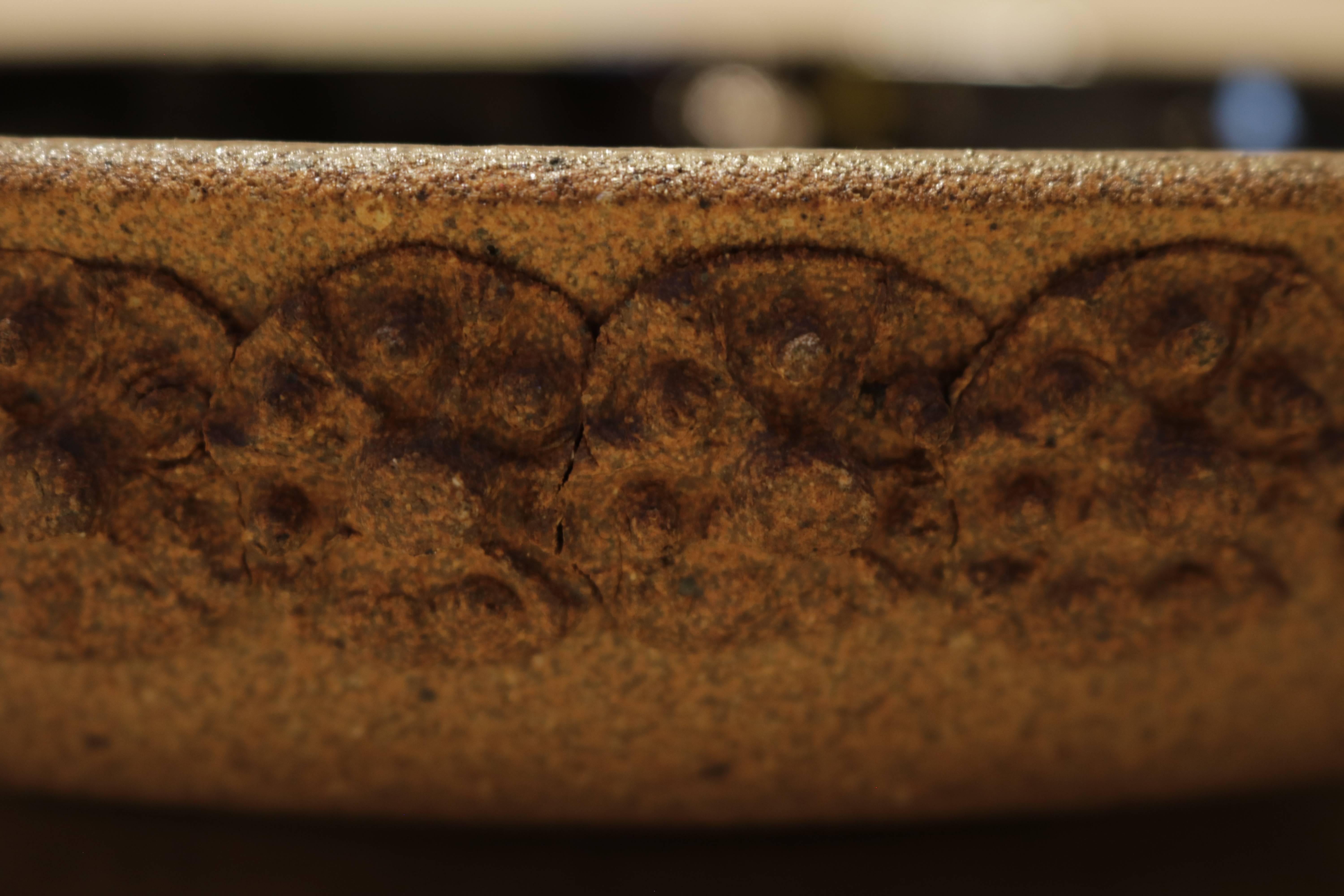 American Terracotta Decorative Bowl with Flower Motif