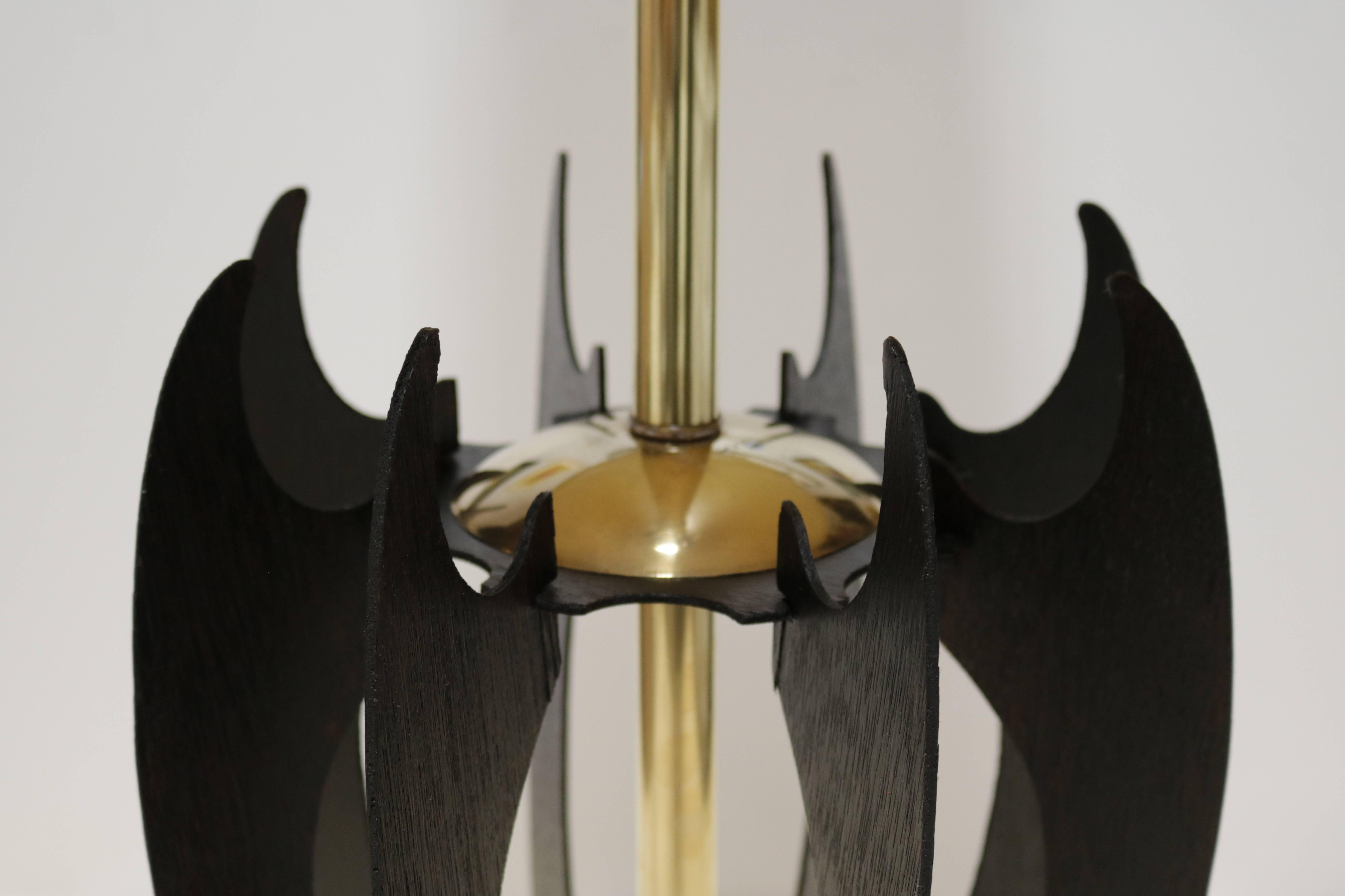 Black Stained Sculptural Danish Midcentury Lamps, Pair In Excellent Condition In Pasadena, CA