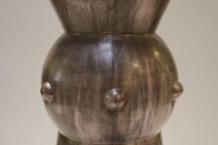 Modern Round Silvered Leaf Plaster Side Table or Pedestal