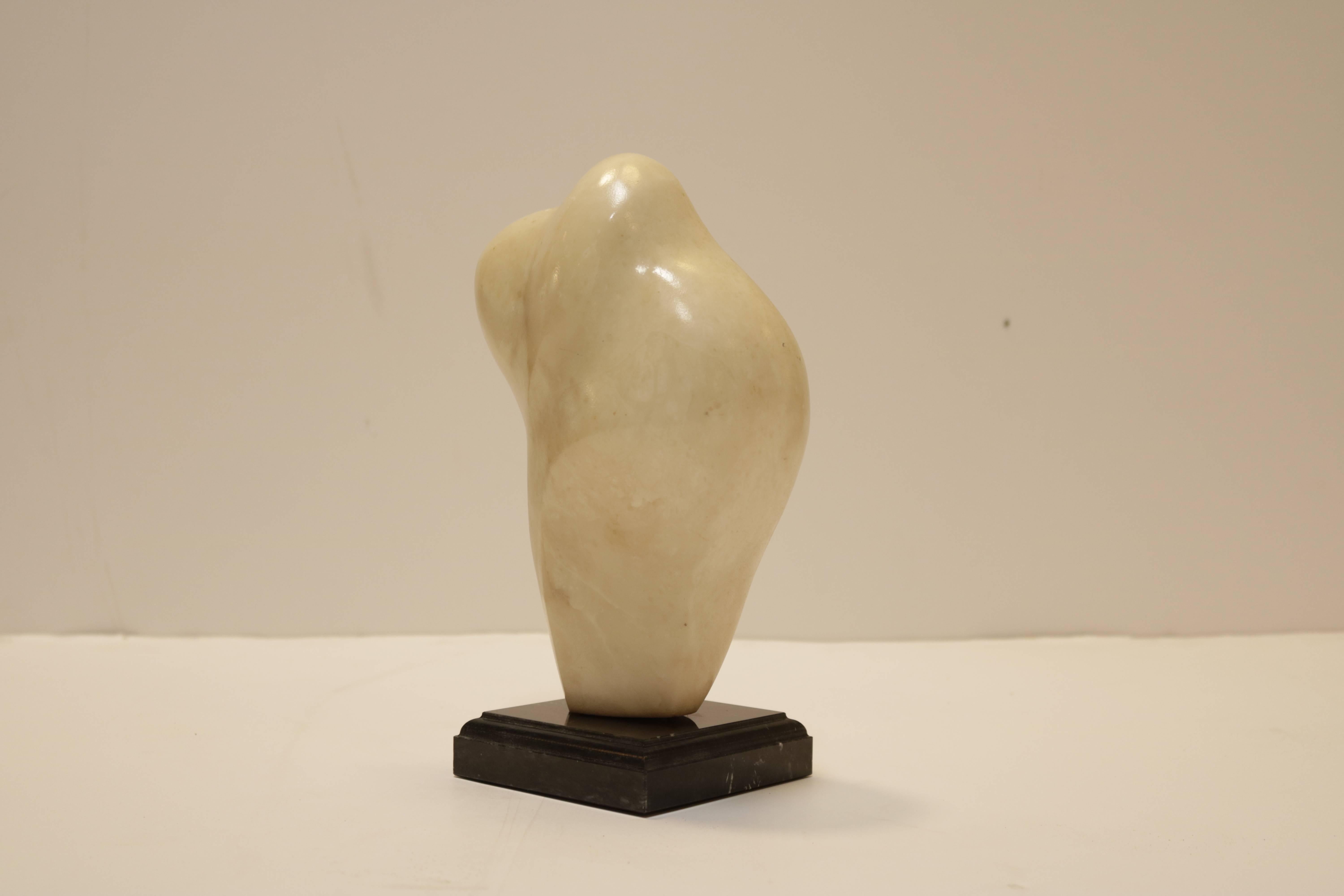 Carved Bold White Marble Sculpture by Istvan Toth