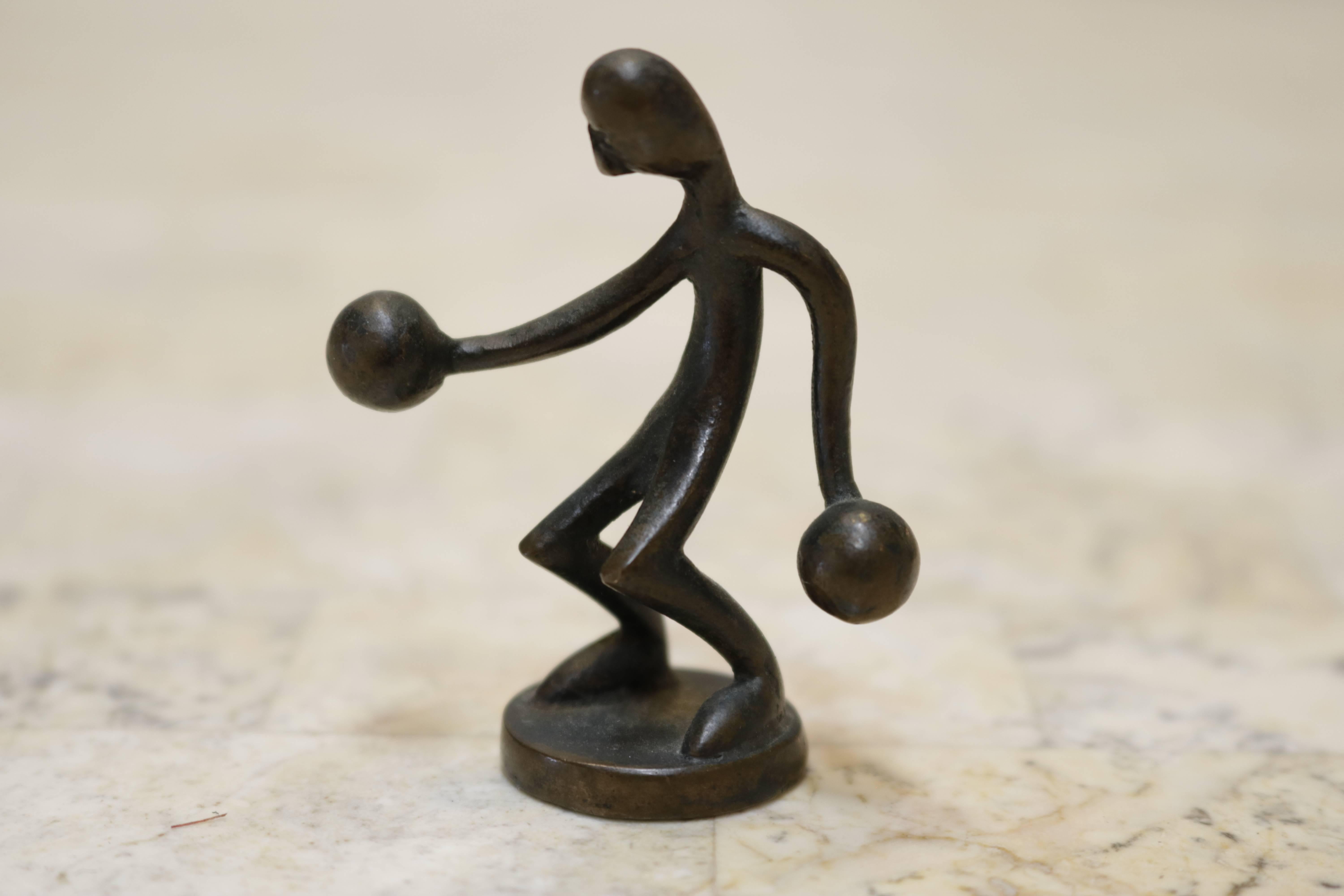 Unknown Little Bronze Boxer Miniature Figurine