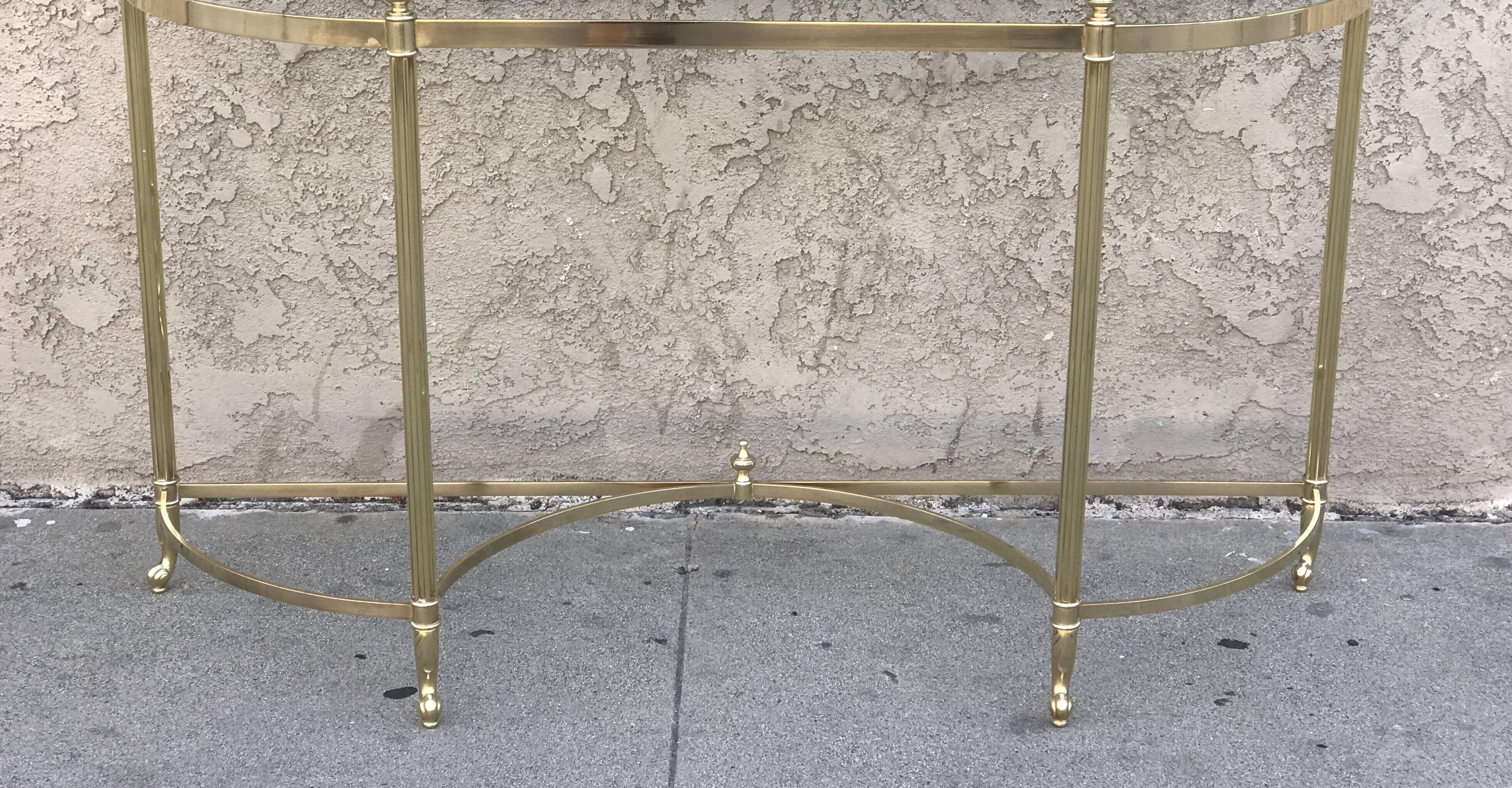Two Elegant Demilune Console Brass Bases