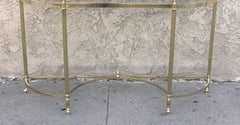 Two Elegant Demilune Console Brass Bases