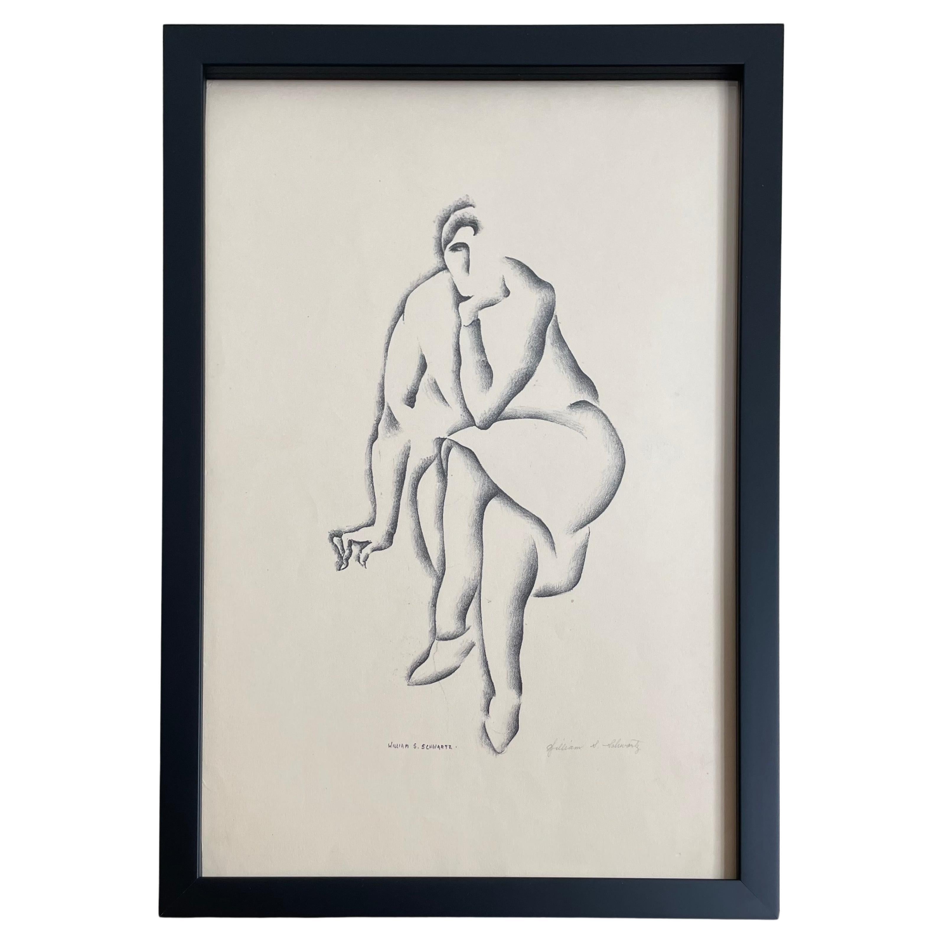 Figure Study Lithograph by William S. Schwartz For Sale