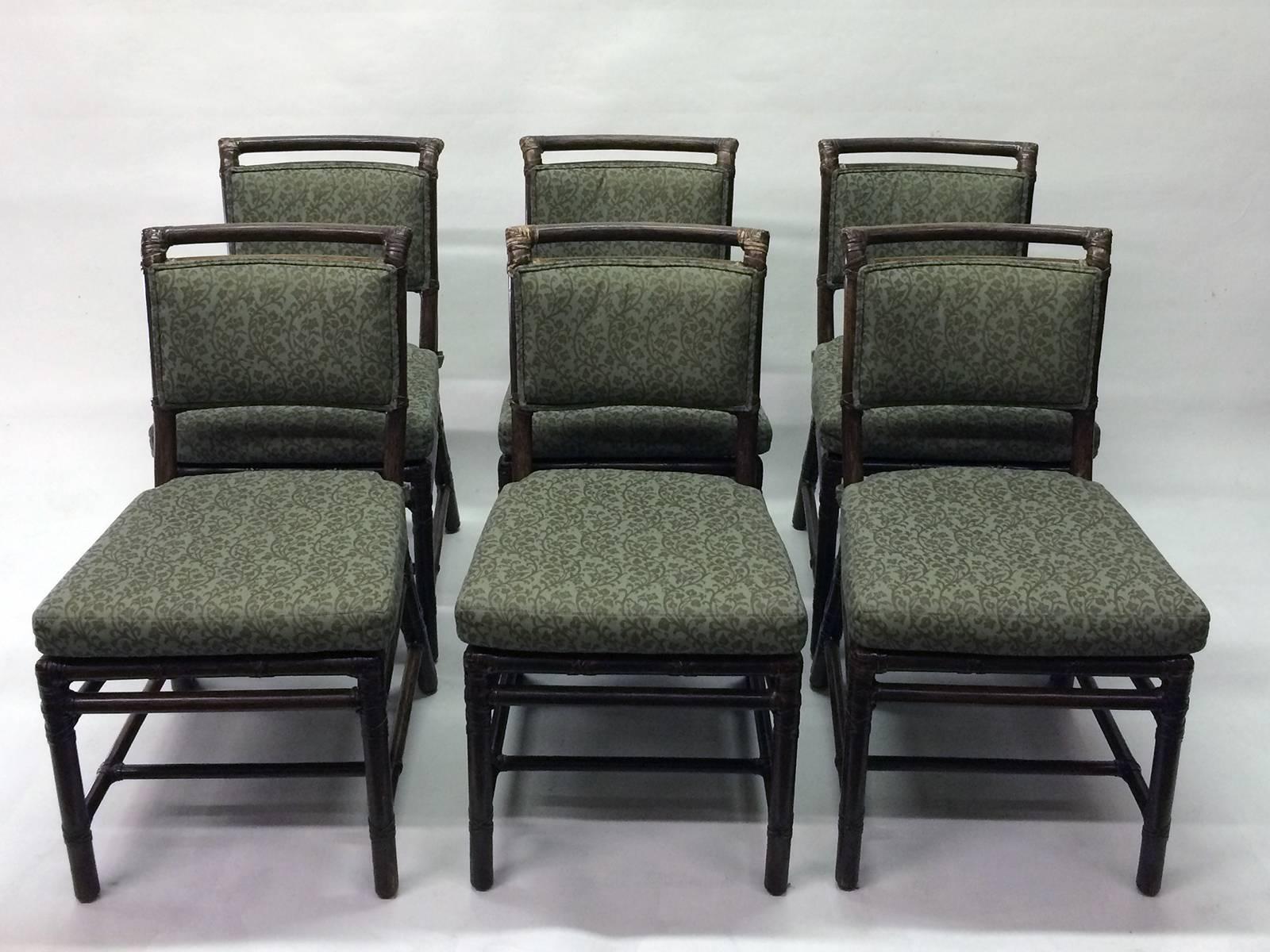 20th Century Ratan Dining Chairs by McGuire, Set of Six