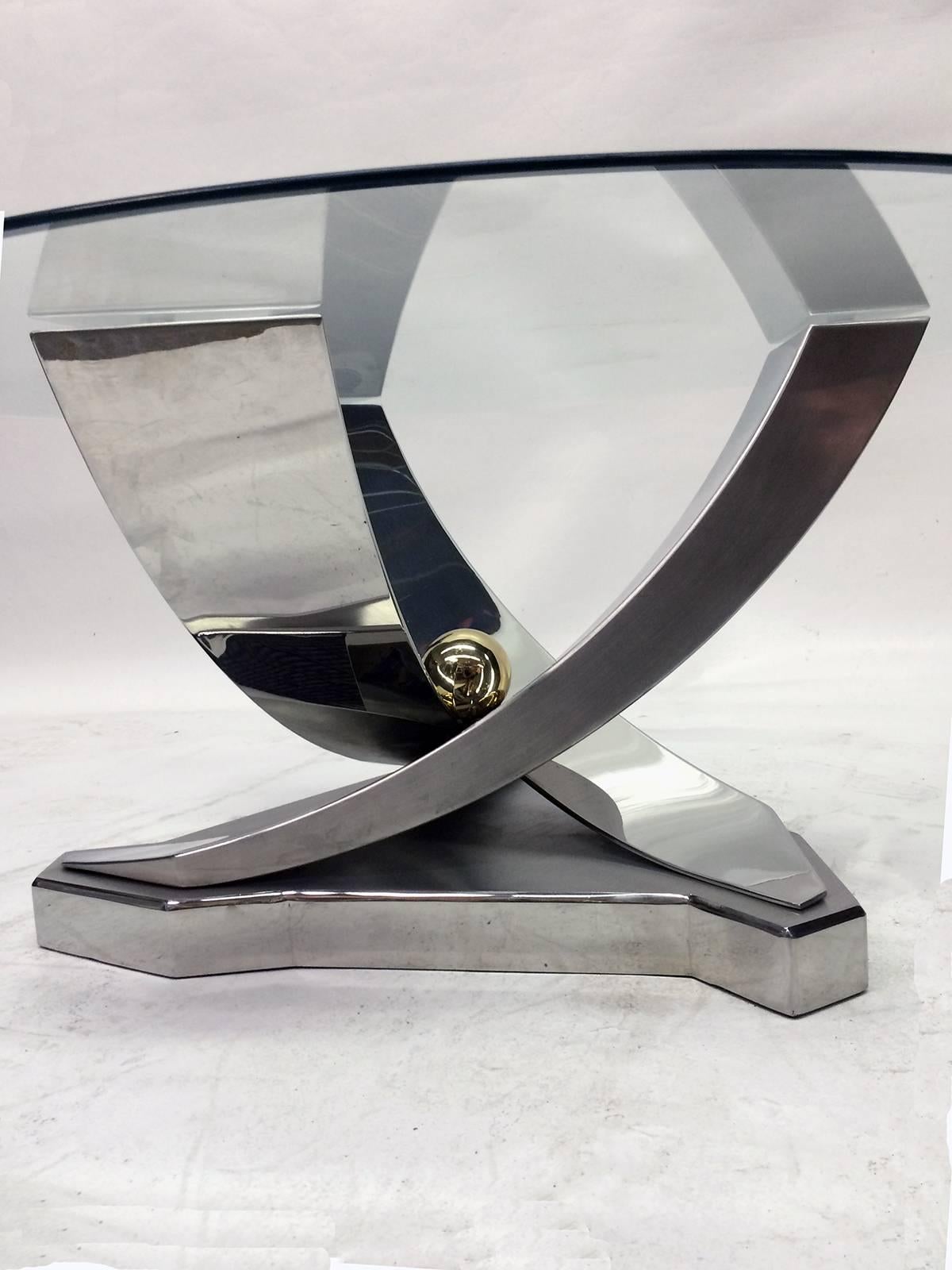 brushed chrome coffee table