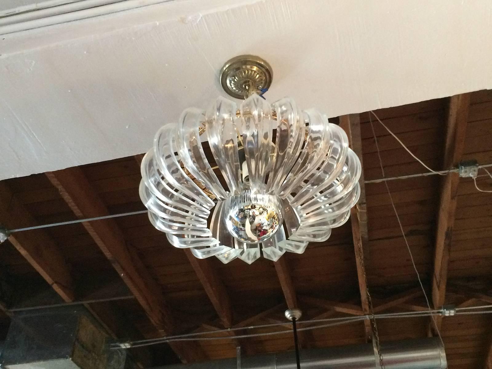 American Ribbed Lucite Chandelier