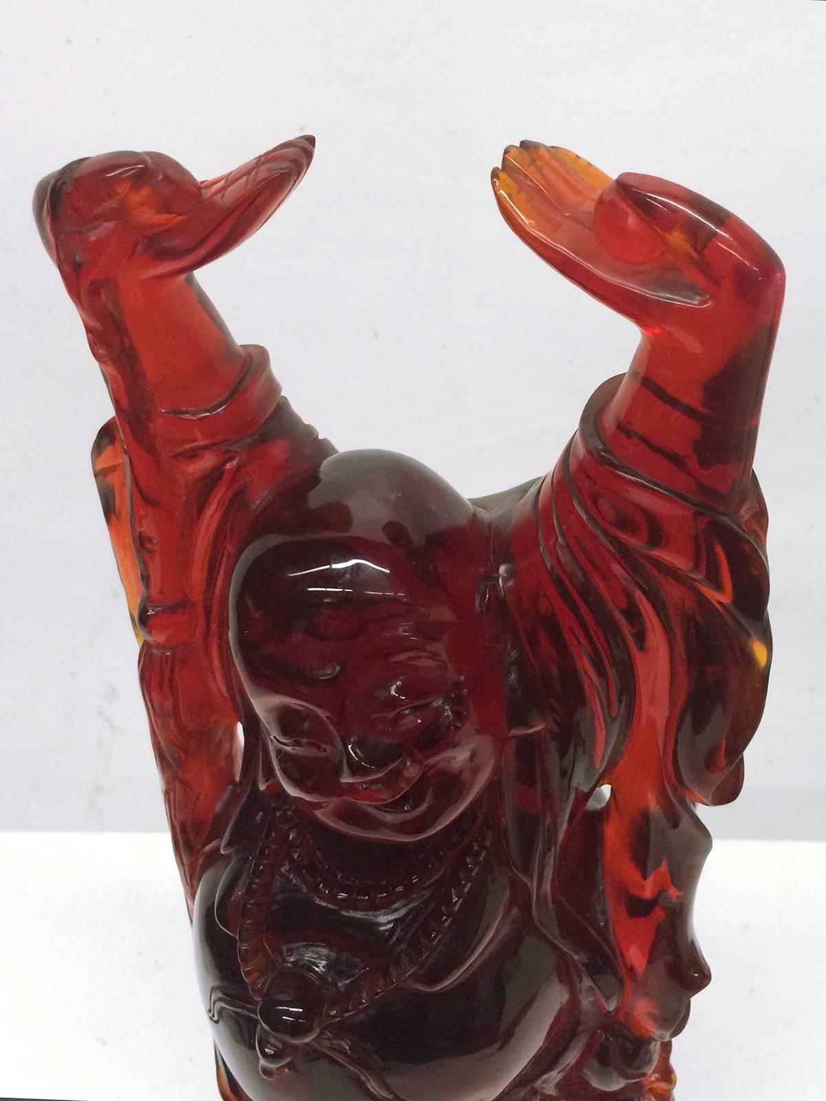 Mid-Century Modern Rare Happy Buddha in Red Resin by Dorothy Thorpe