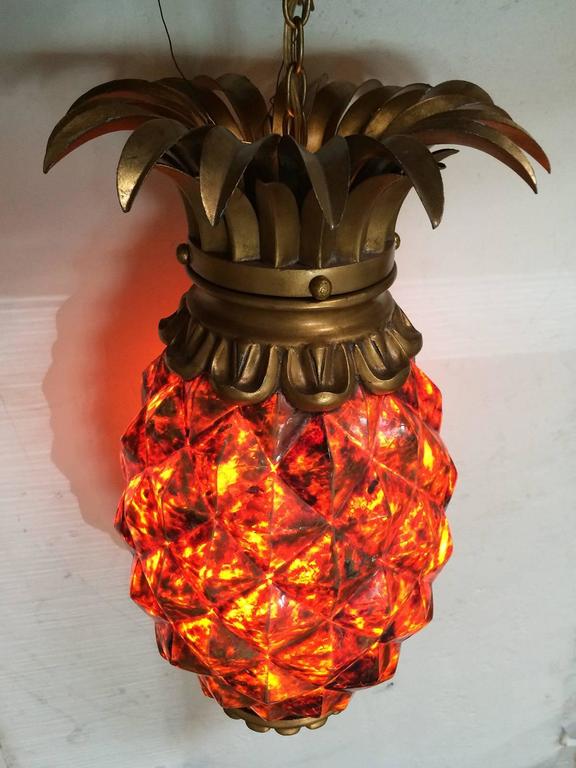 Hollywood Regency Pineapple Lantern In Resin and Brass at 1stDibs