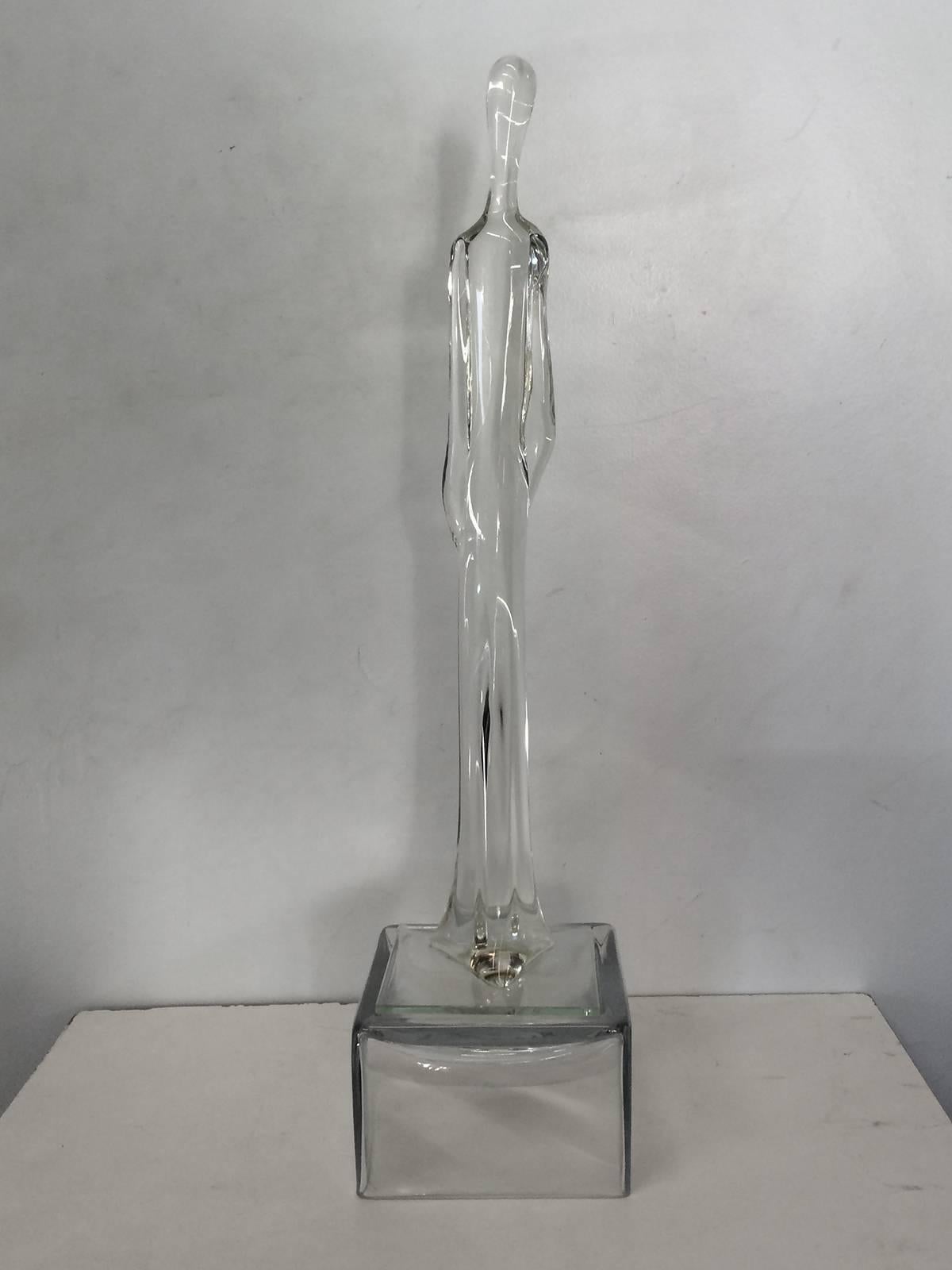 Late 20th Century Fluid Human Figure in Glass