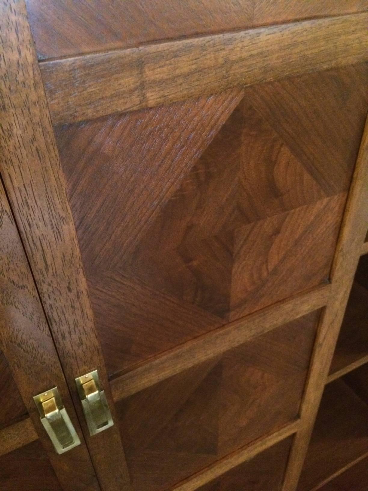 Brass Mid-Century Two-Tier Walnut Buffet or Credenza