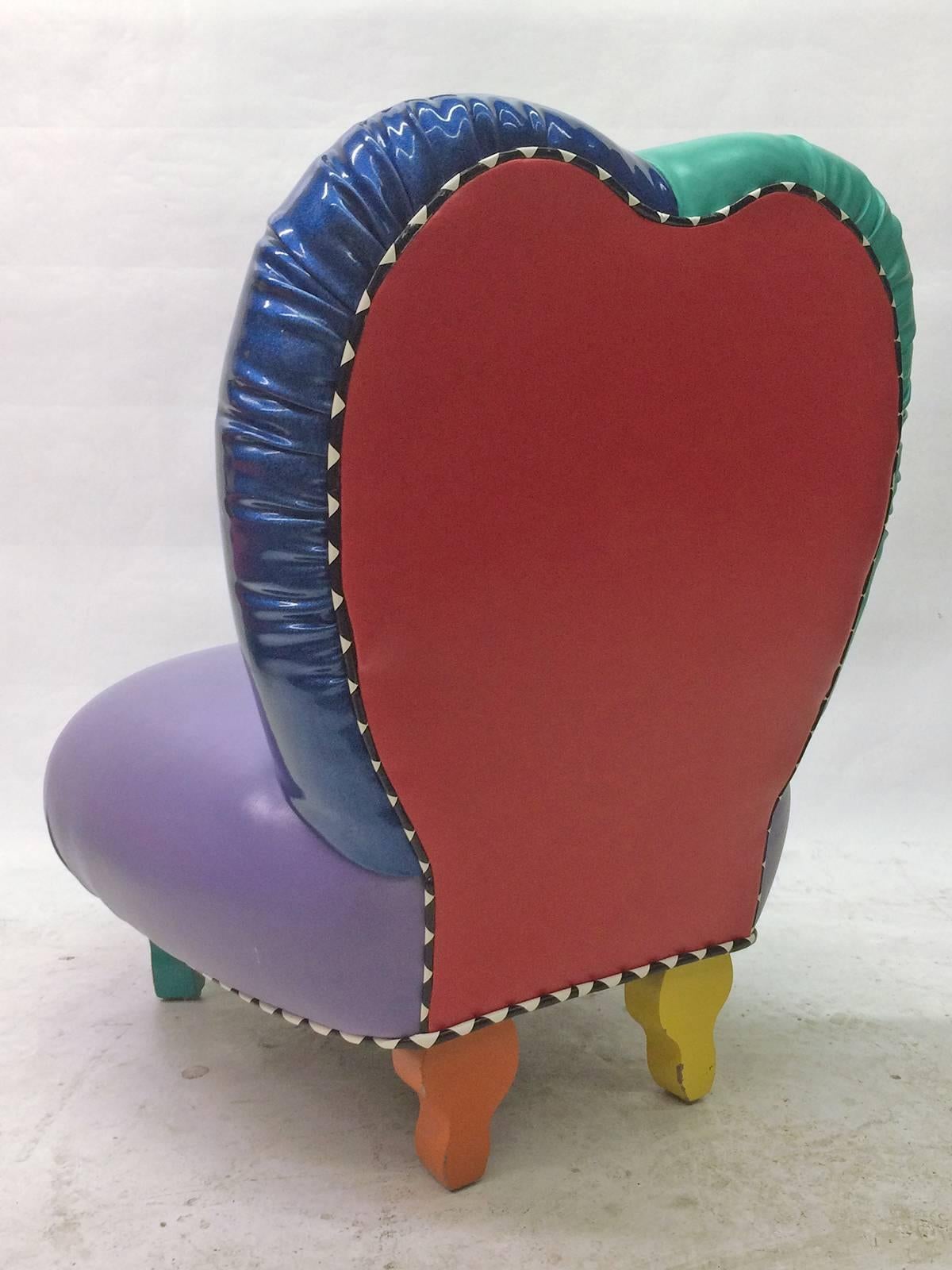 American Multicolored Memphis Inspired Whimsical Slipper Chair by Harry Siegel