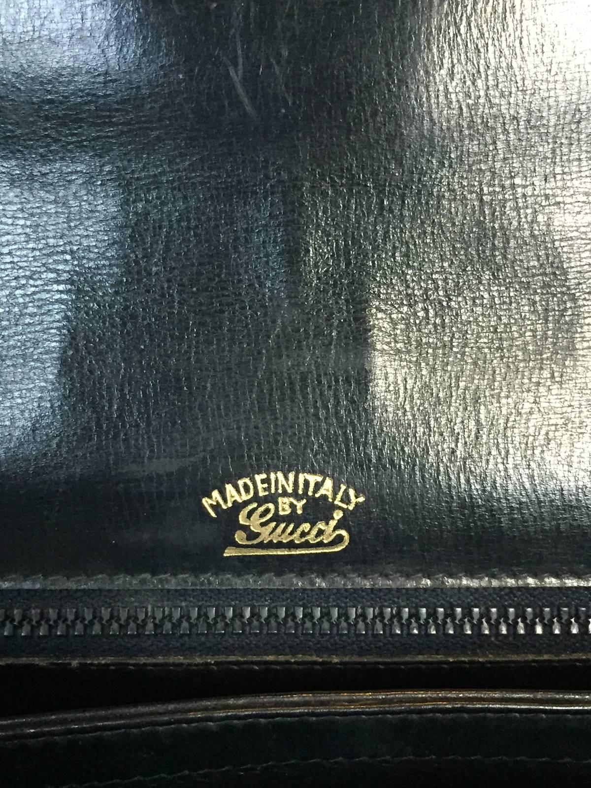 Dark Blue Gucci Double Shoulder Strap Bag In Excellent Condition In Pasadena, CA