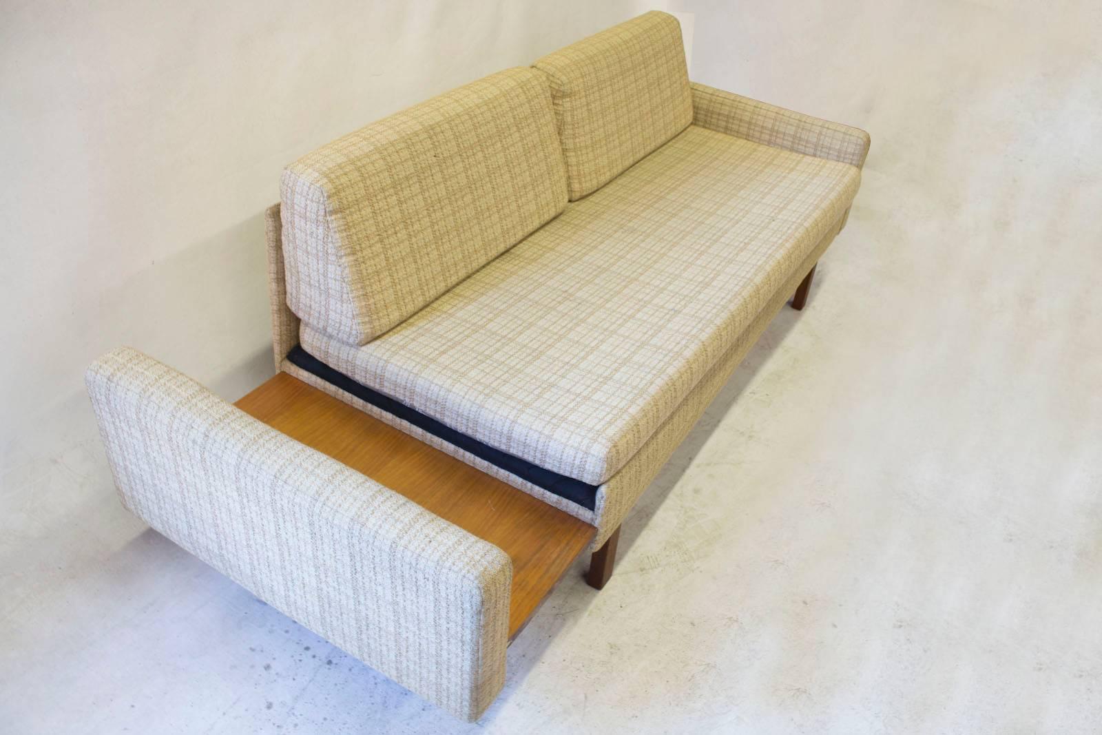American Mid-Century Loveseat with Pull-Out Side Table