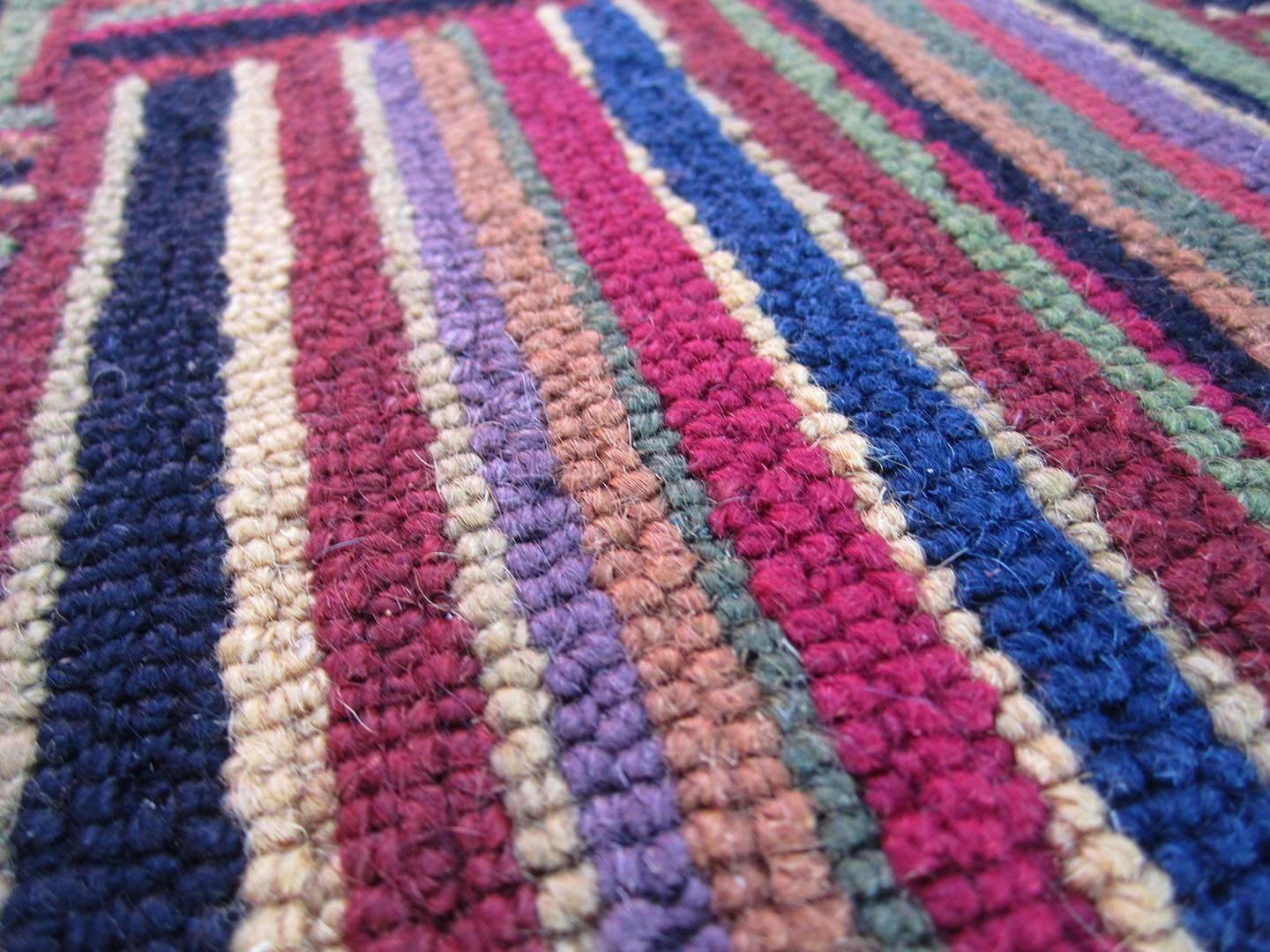 Large Multicolored Rug with Basket Weave Pattern For Sale at 1stdibs