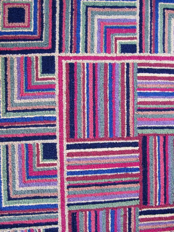 Large Multicolored Rug with Basket Weave Pattern at 1stdibs