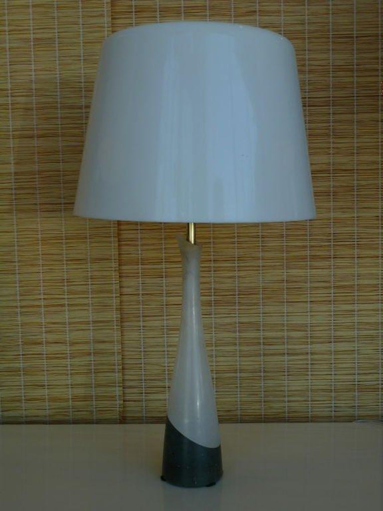 Midcentury TwoTone Alabaster Little Table Lamp For Sale at 1stdibs