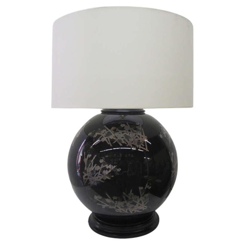 Mid-century Glass Japanese Style Table Lamp