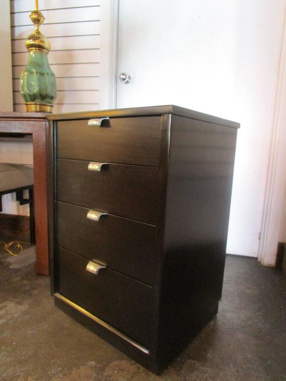 Mid-Century Modern Black Stained Walnut Four-Drawer Nightstand by Edward Wormley for Drexel For Sale